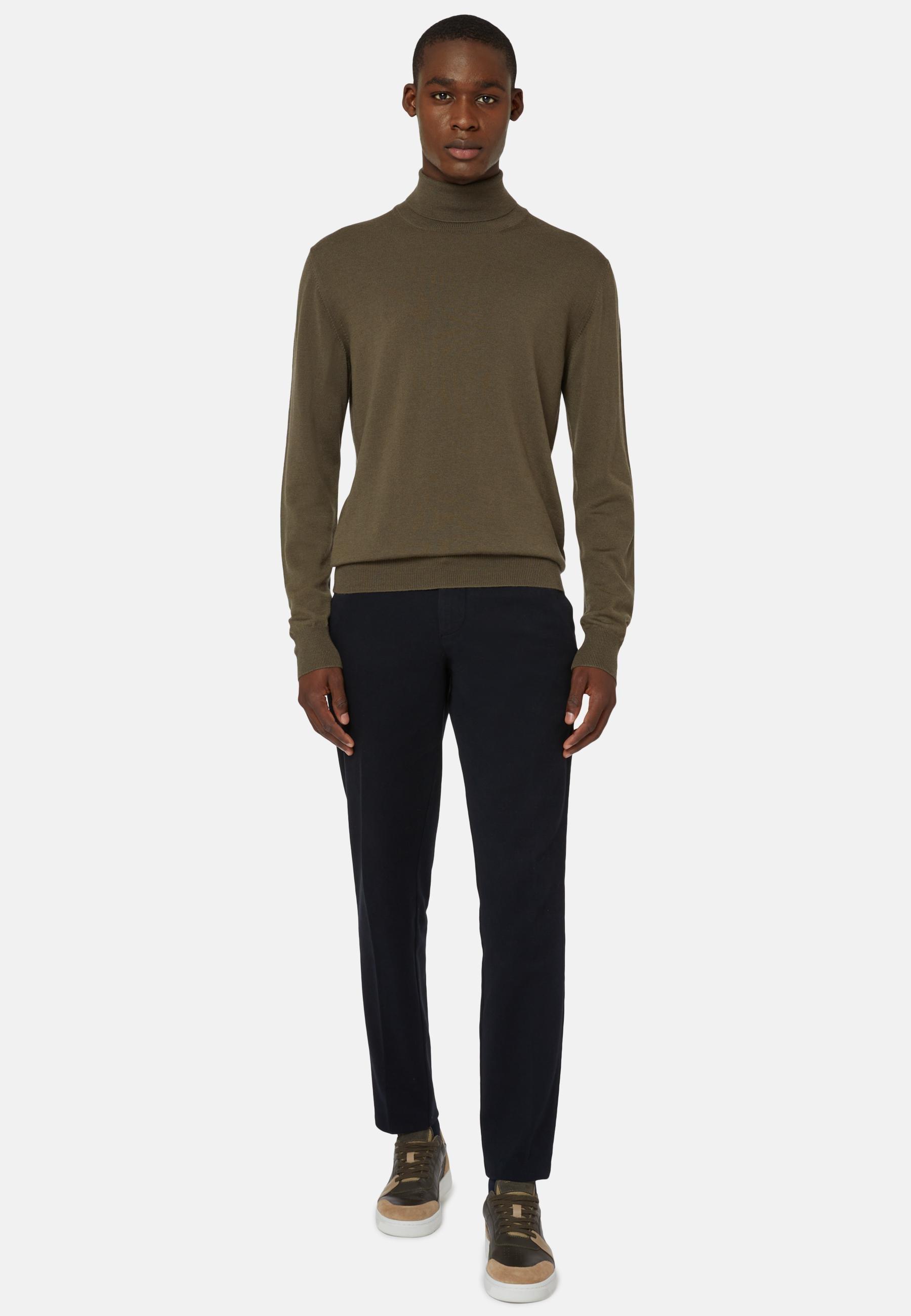 Stretch Cotton Trousers Navy, Navy blue, large image number 4