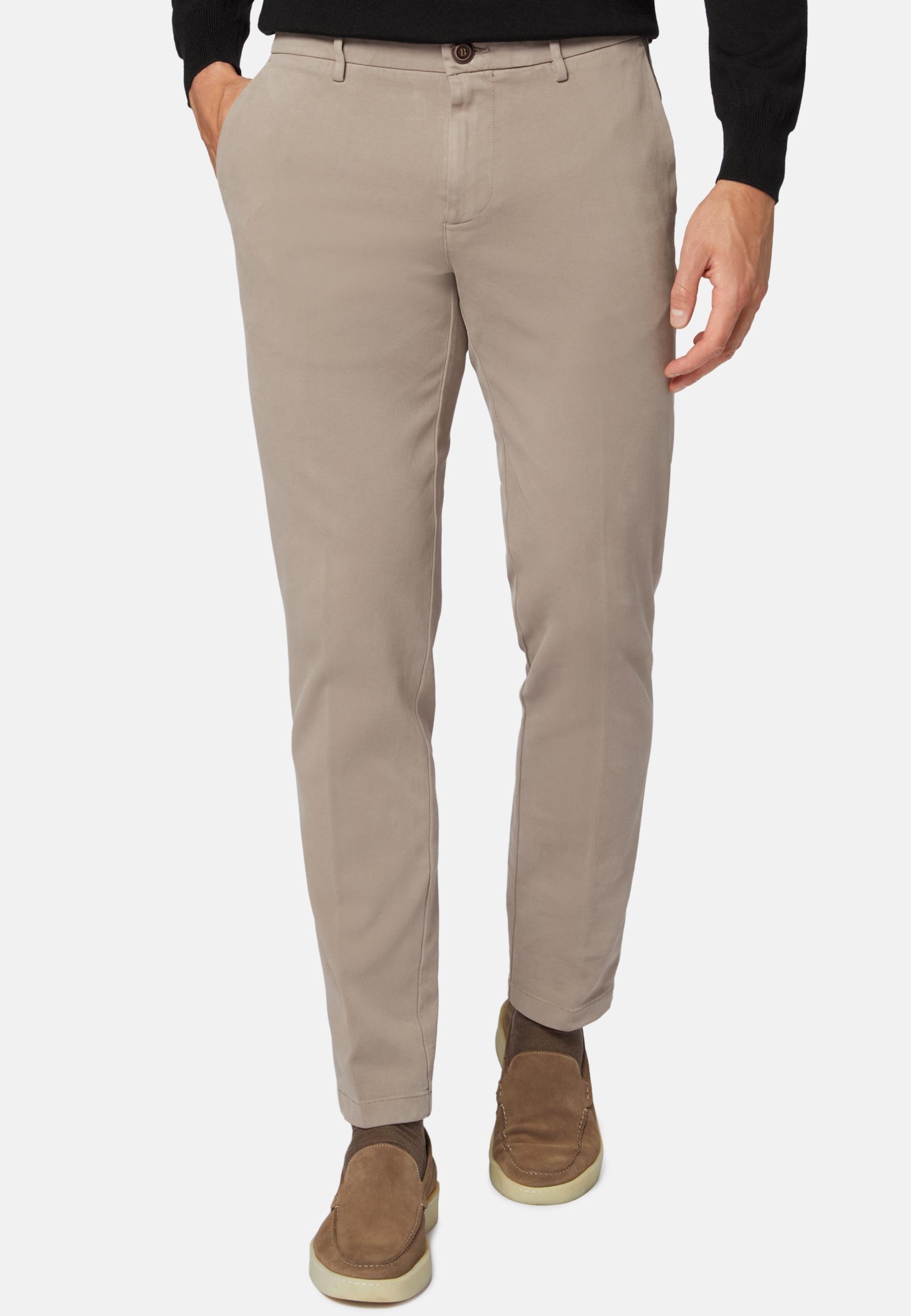 Stretch Cotton Trousers Brown, Taupe, large image number 0