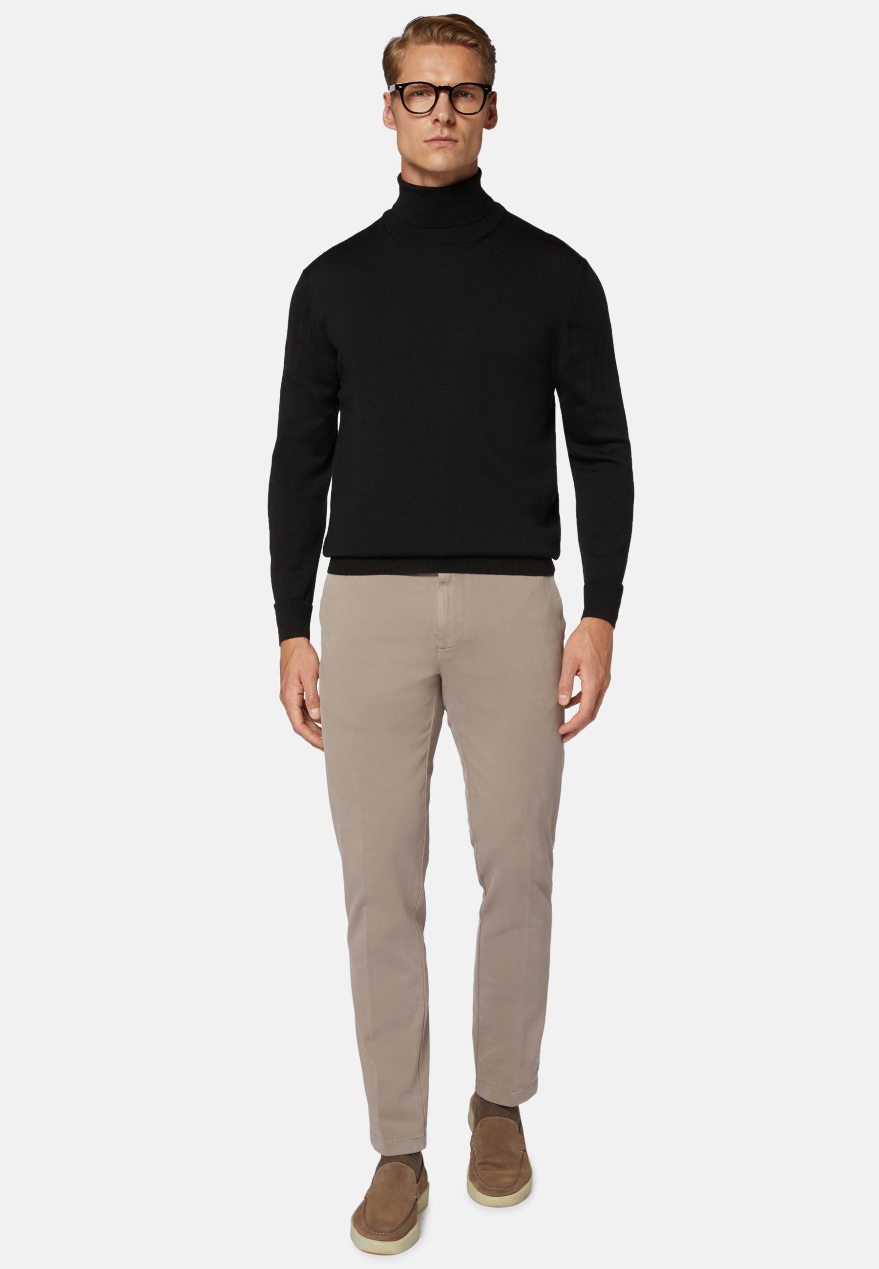 Stretch Cotton Trousers Brown, Taupe, large image number 1