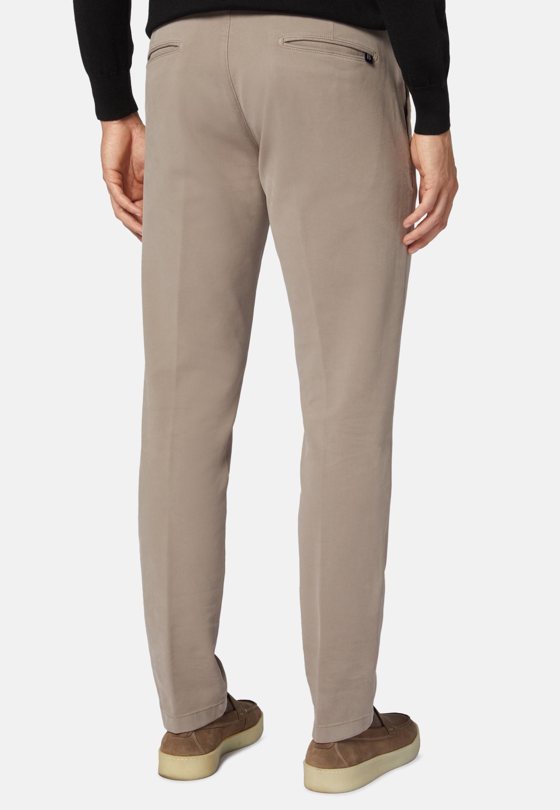 Stretch Cotton Trousers Brown, Taupe, large image number 4