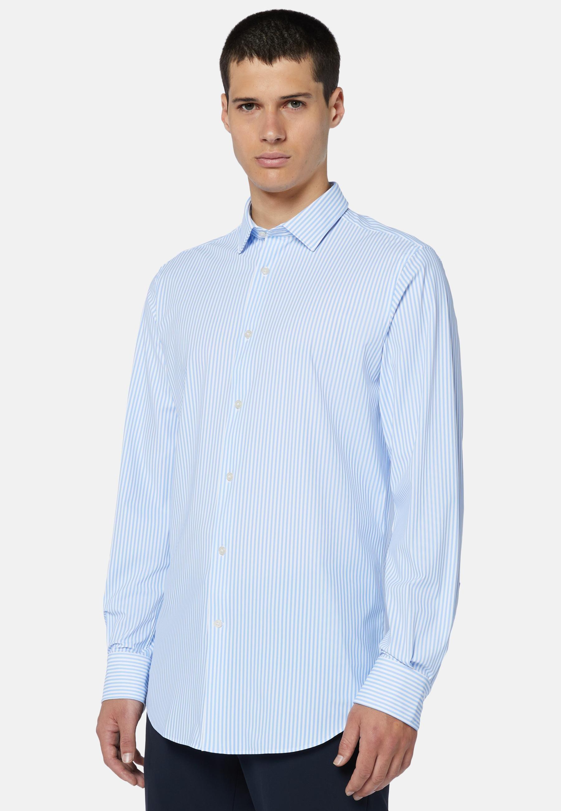 Slim Fit Sky Shirt In Stretch Nylon Blue, Light Blue, large image number 10