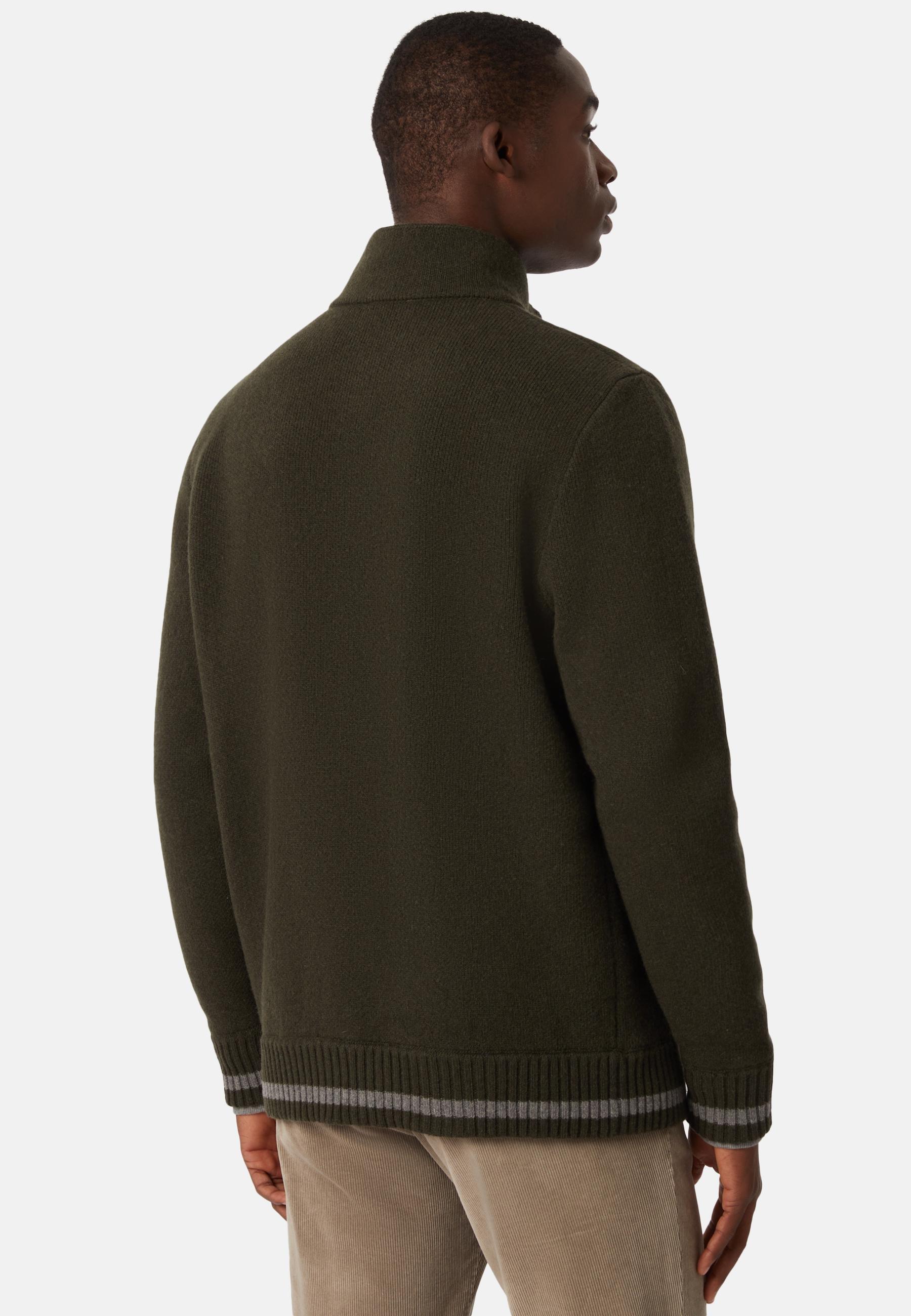 Mixed Wool Bomber Cardigan Green, , large image number 1