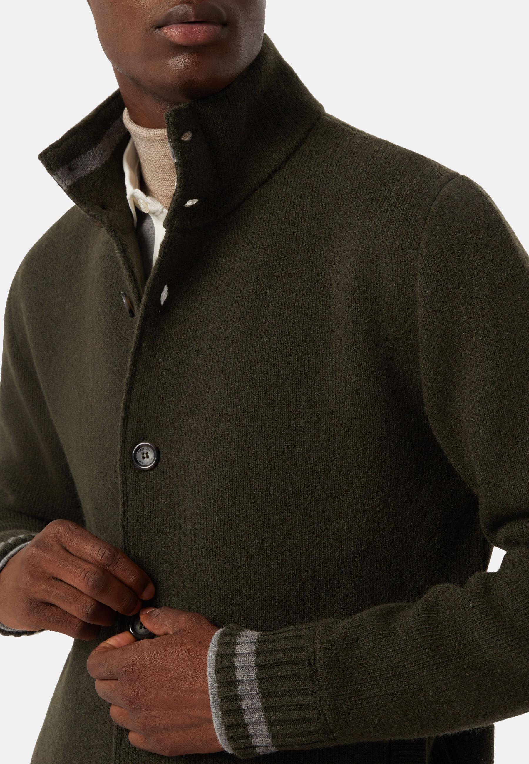 Mixed Wool Bomber Cardigan Green, Military Green, large image number 5