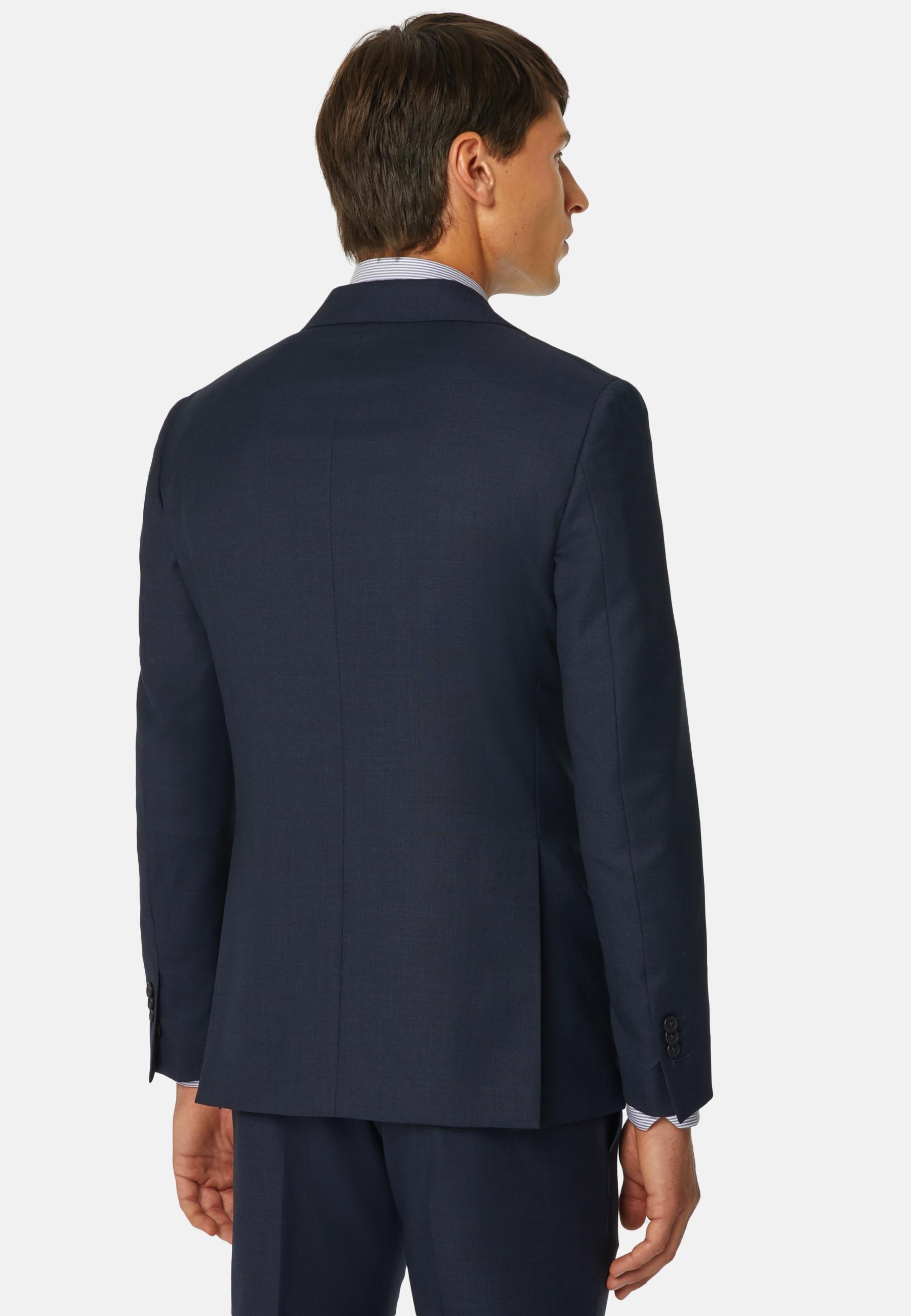 Double-Breasted Micro-Textured Suit Blue, , large image number 1