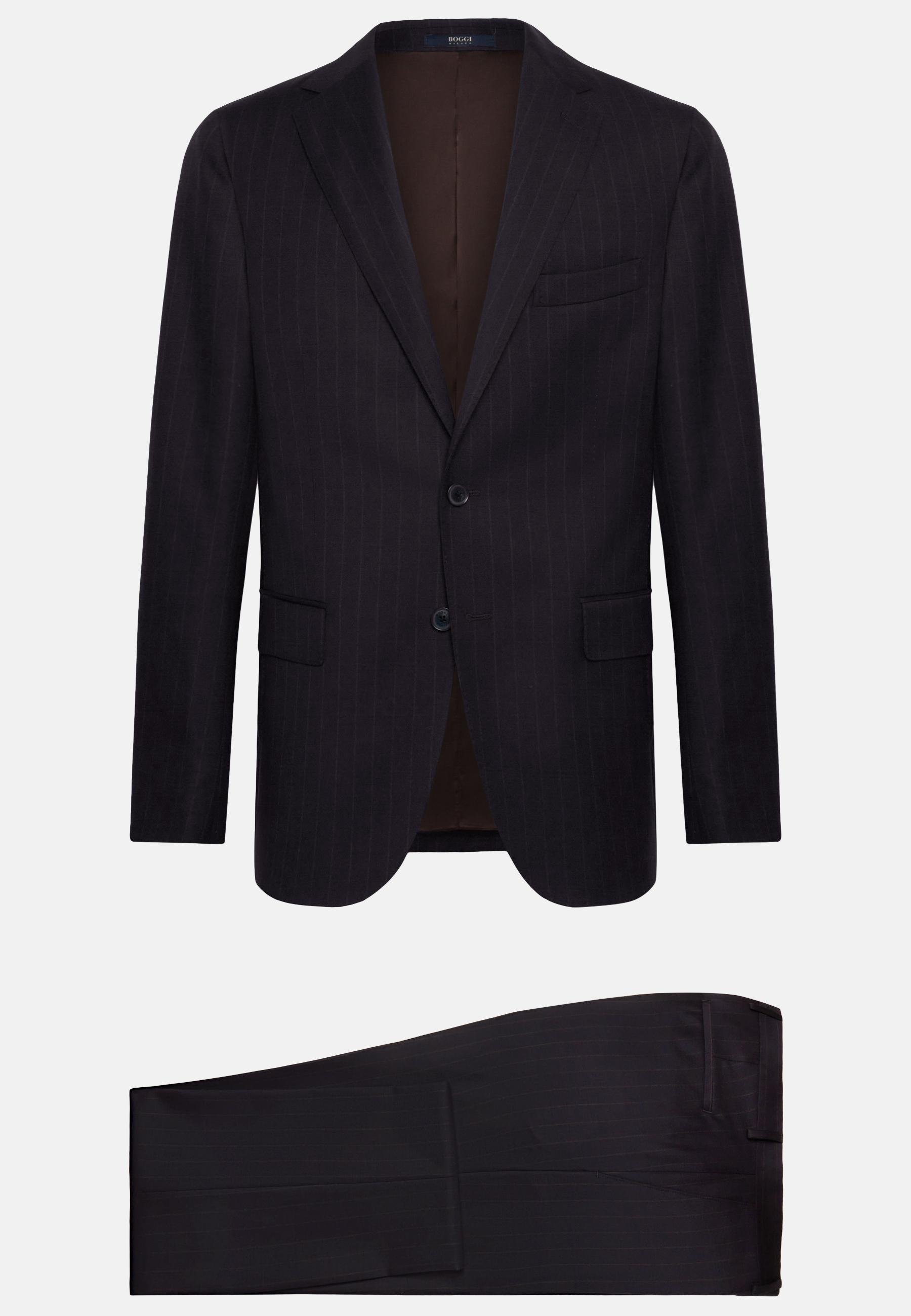Suit in Pinstripe Pure Wool, Navy Blue, Navy blue, large image number 8