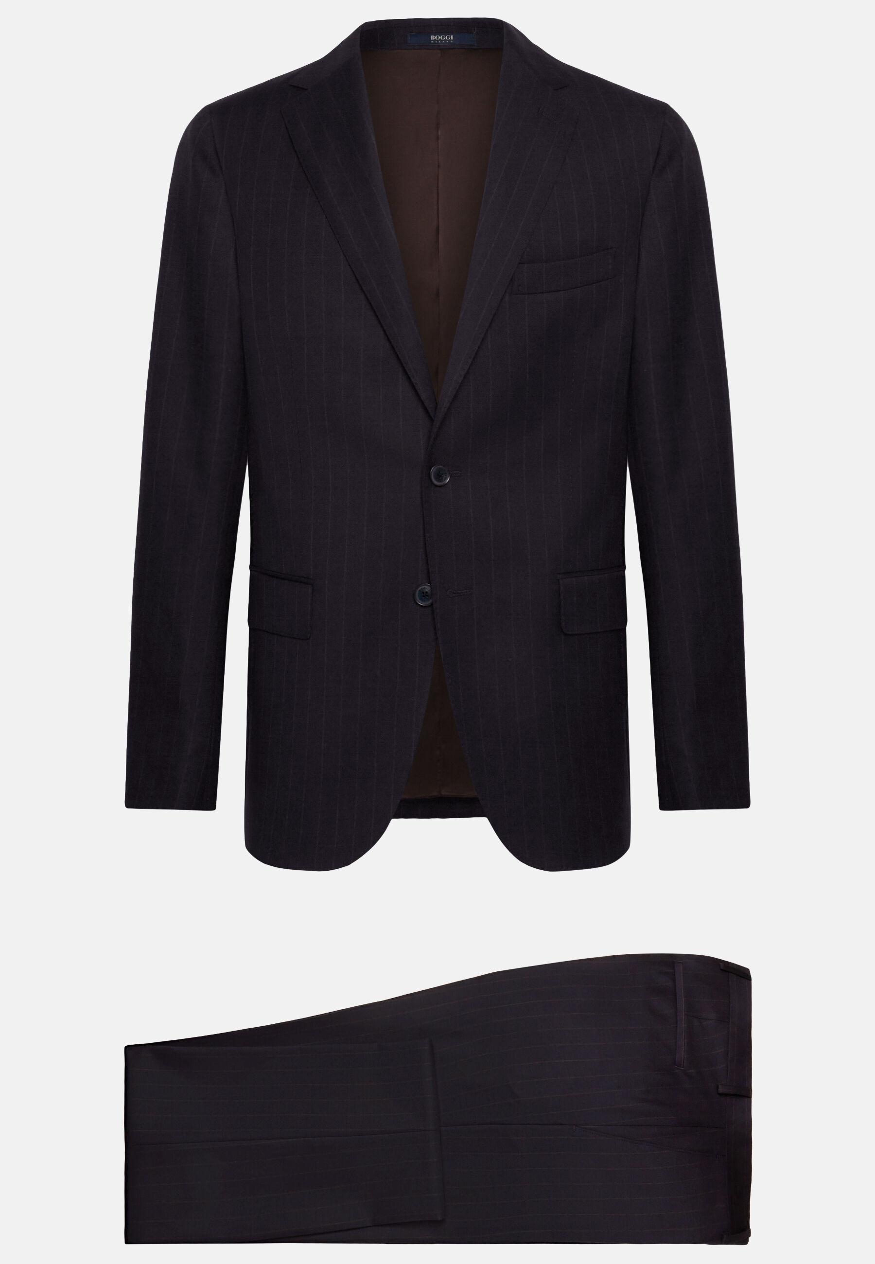Suit in Pinstripe Pure Wool, Navy Blue, Navy blue, large image number 9