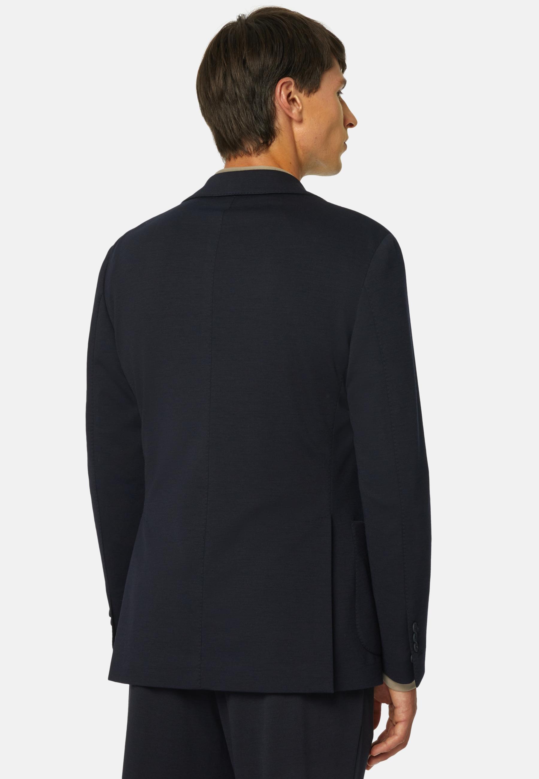 Jacket in Nylon and Wool B-Tech, Navy Blue, Navy blue, large image number 2