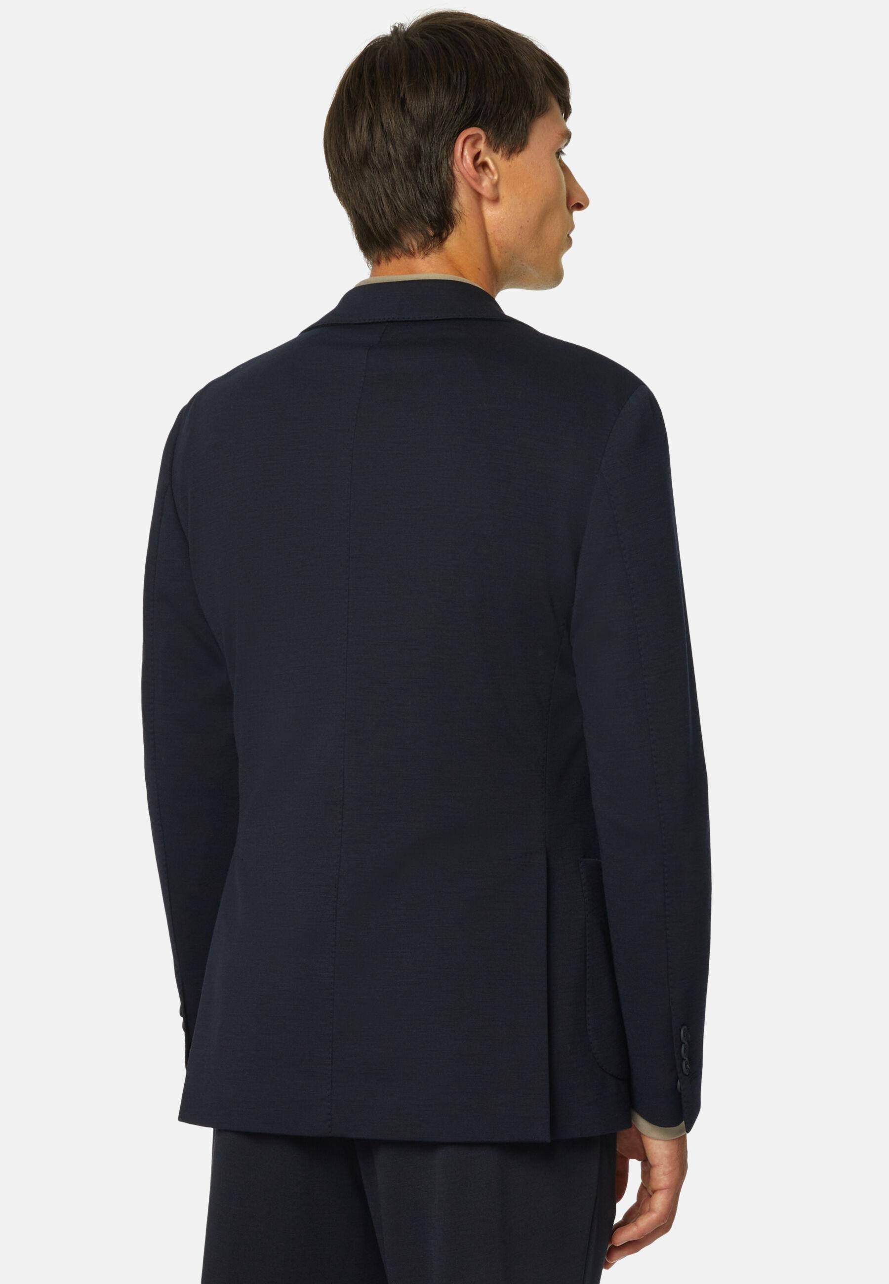 Jacket in Nylon and Wool B-Tech, Navy Blue, Navy blue, large image number 3