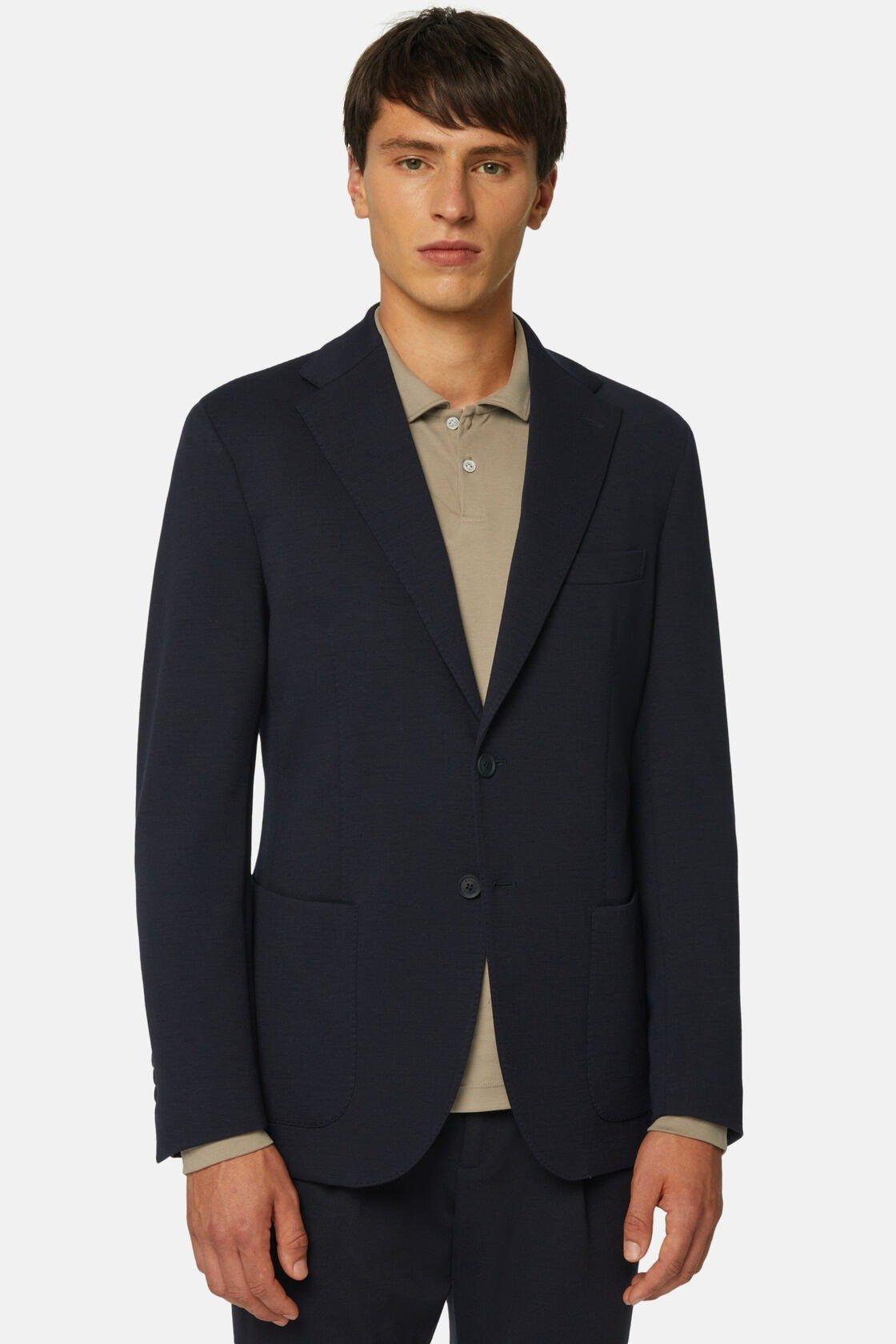 Jacket in Nylon and Wool B-Tech, Navy Blue, Navy blue, large image number 11