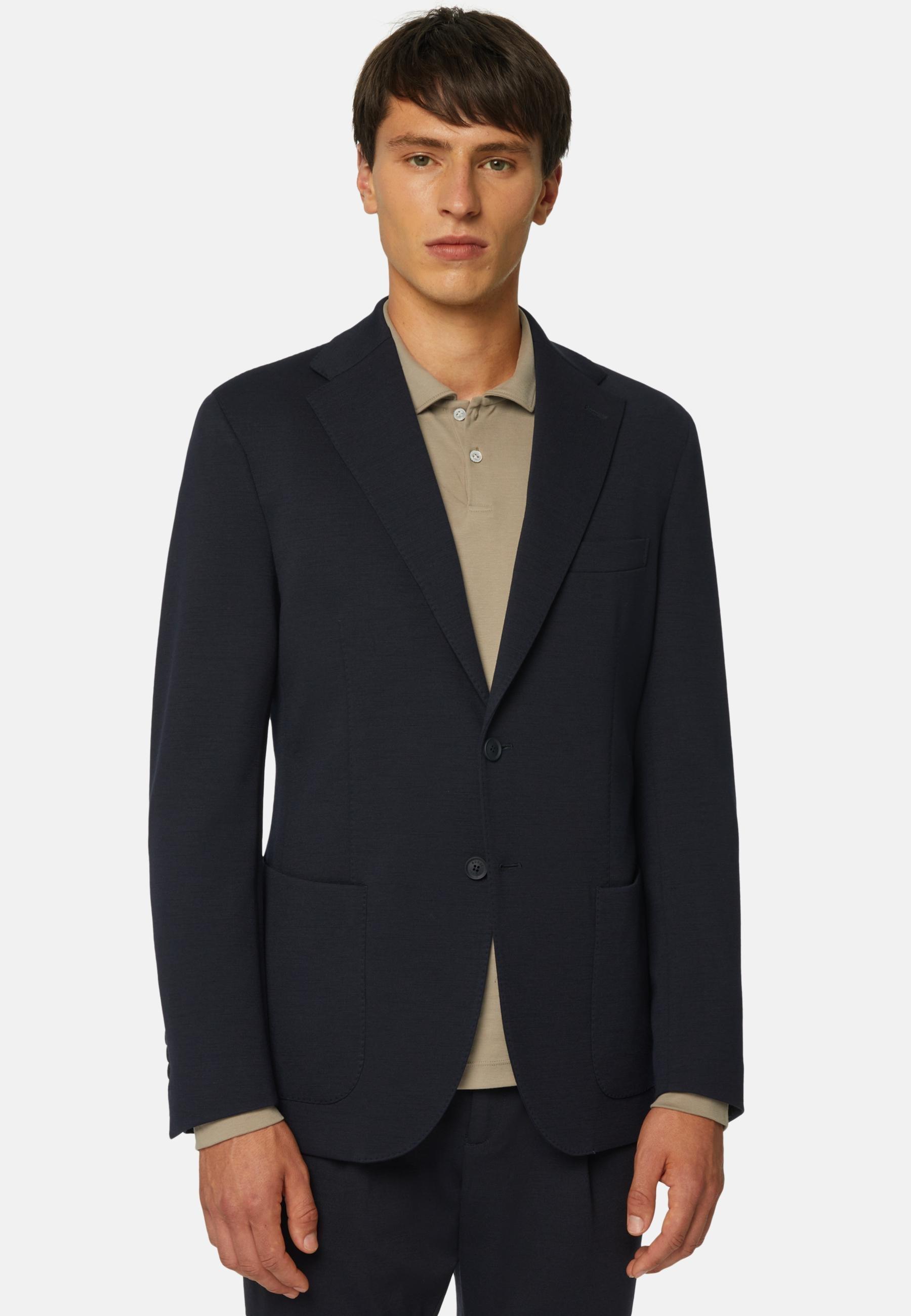 Jacket in Nylon and Wool B-Tech, Navy Blue, Navy blue, large image number 12
