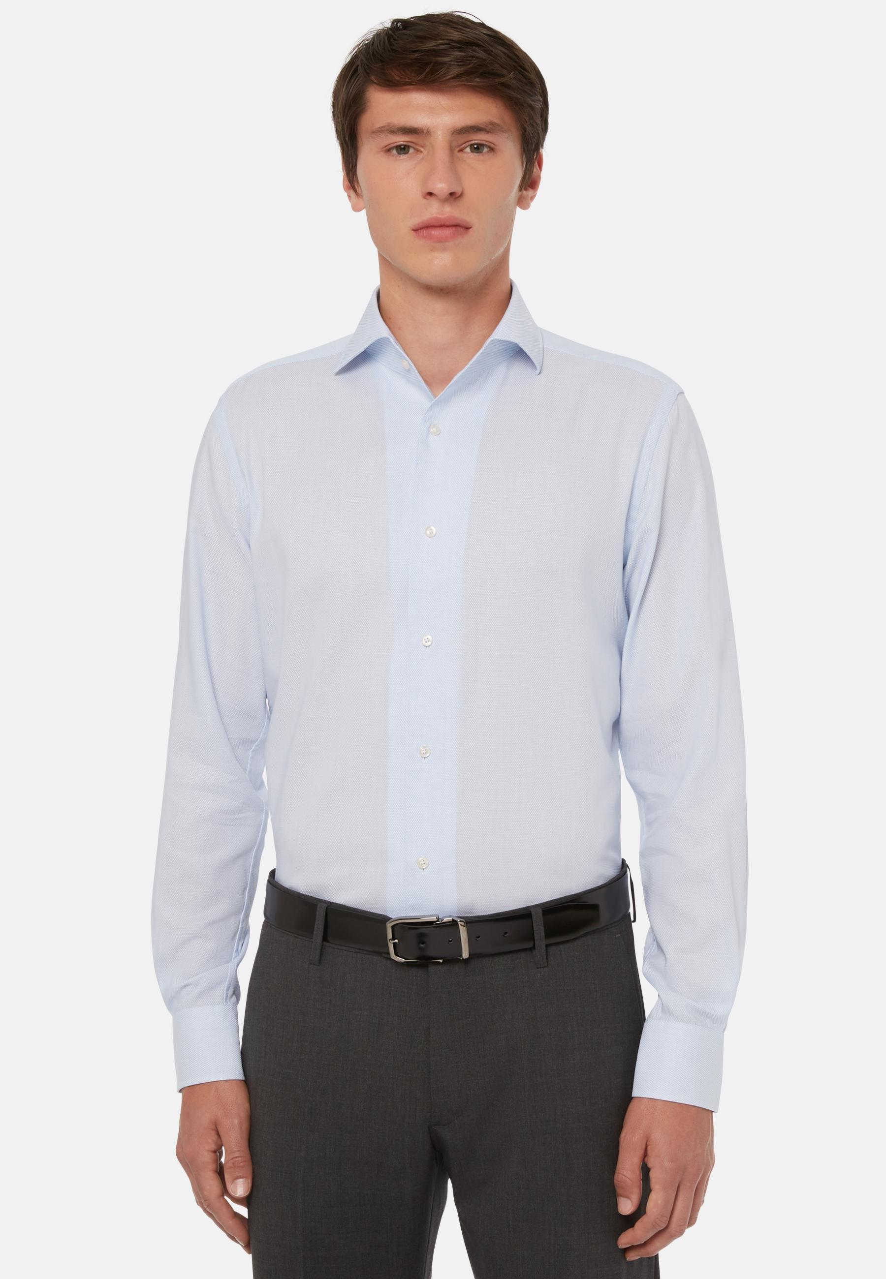 Cotton Dobby Shirt Blue, Light Blue, large image number 1