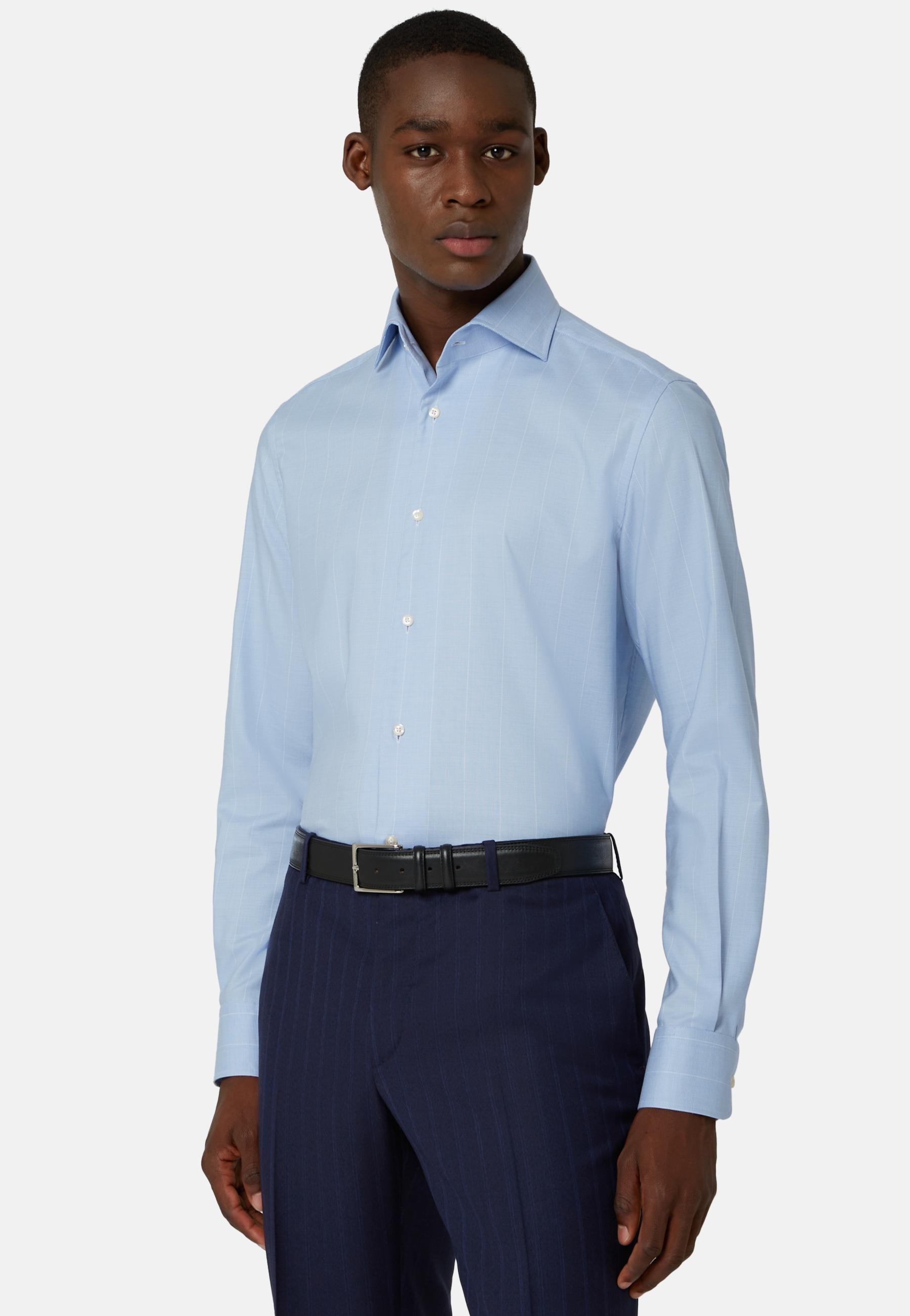Cotton Dobby Shirt Blue, , large image number 1