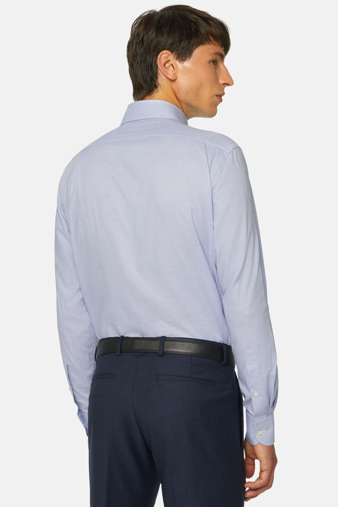 Houndstooth Oxford Cotton Shirt Blue, Blue, large image number 4
