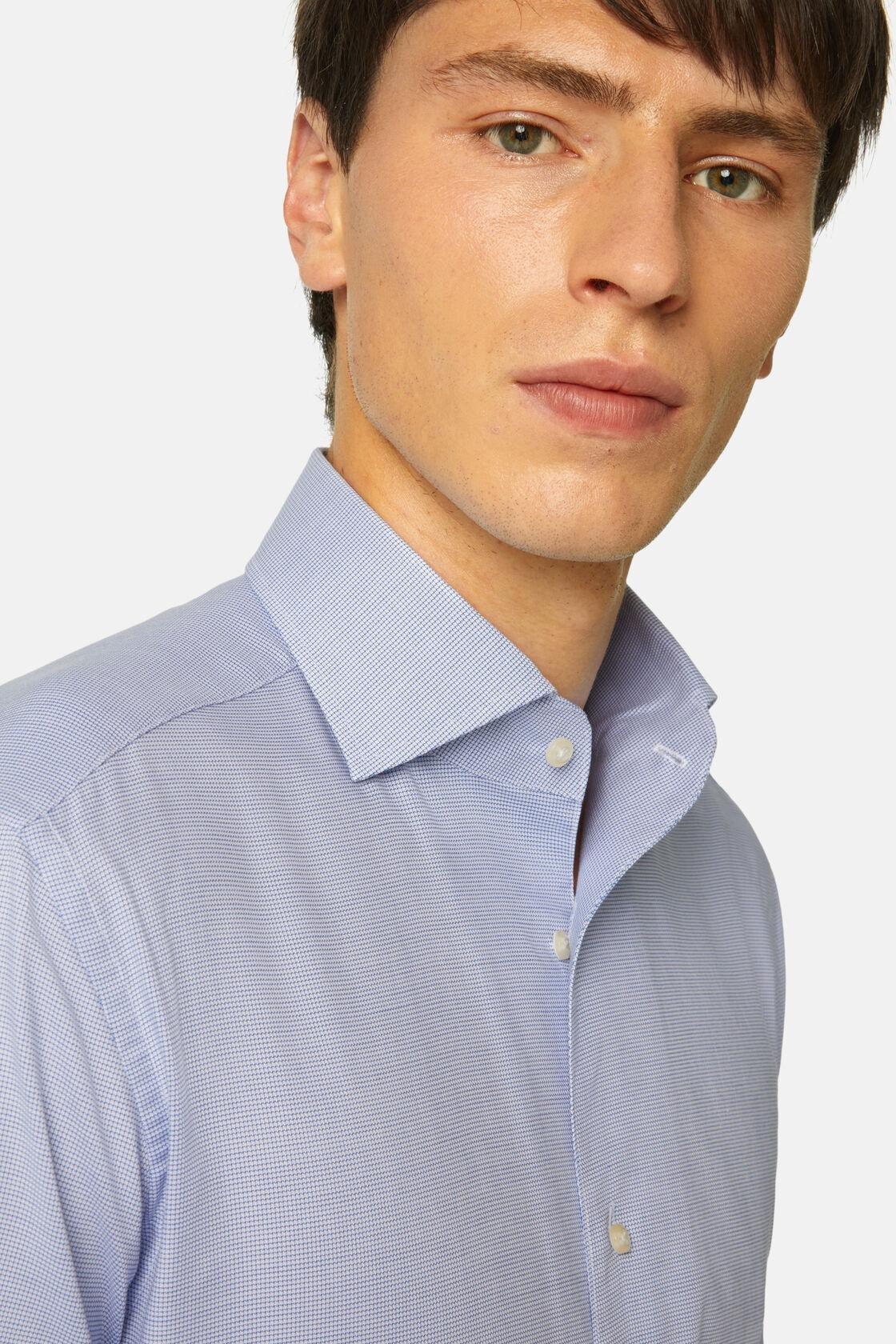Houndstooth Oxford Cotton Shirt Blue, Blue, large image number 6