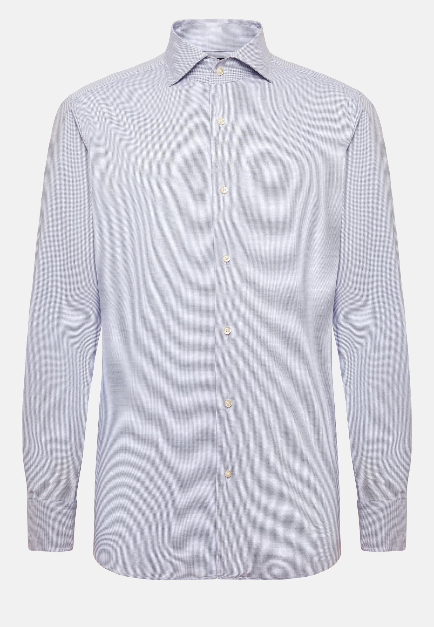 Houndstooth Oxford Cotton Shirt Blue, Blue, large image number 9