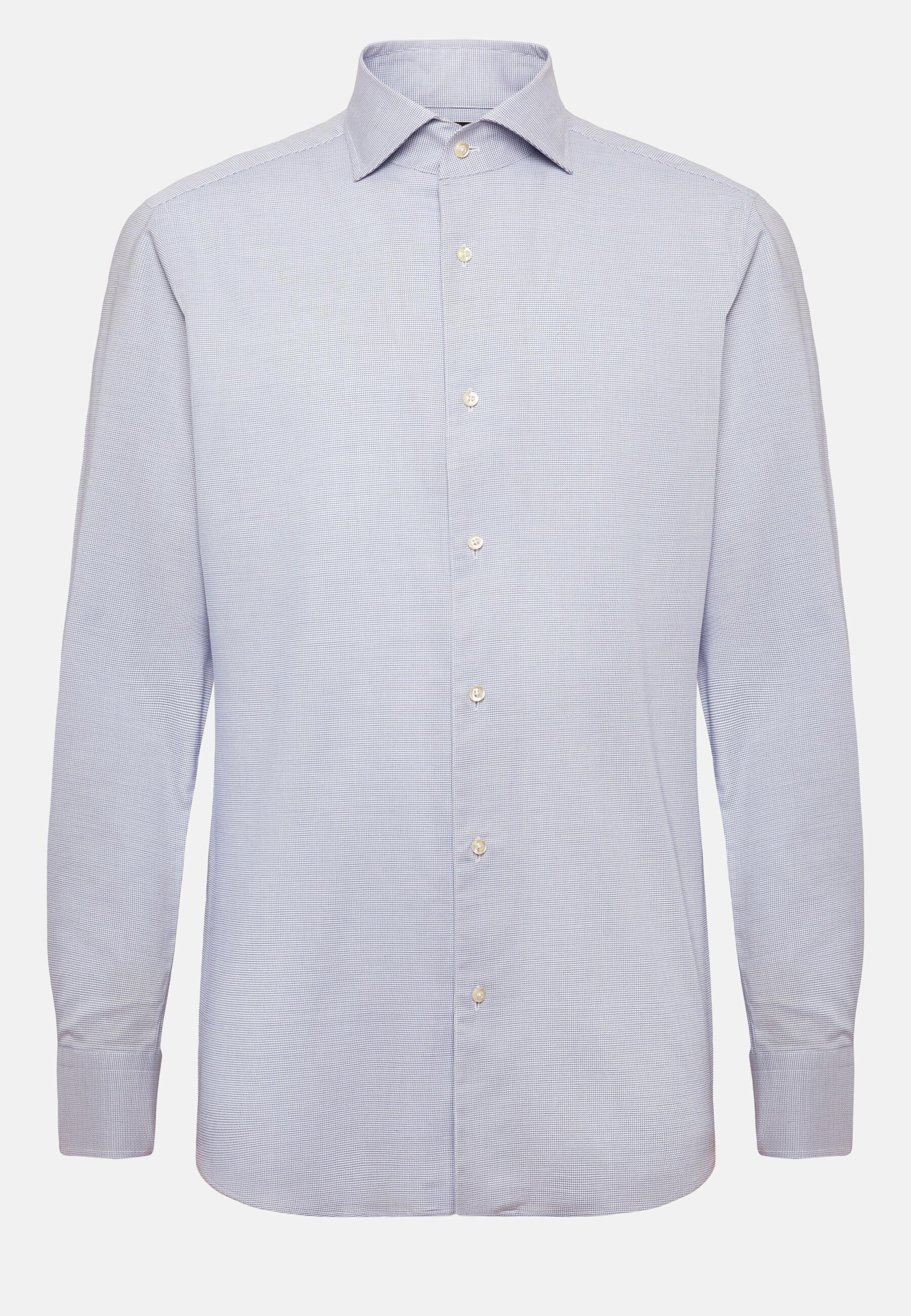 Houndstooth Oxford Cotton Shirt Blue, Blue, large image number 14