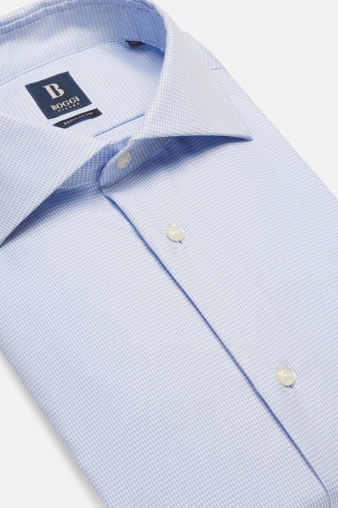 Boggi Milano - Blue Houndstooth Oxford Cotton Shirt