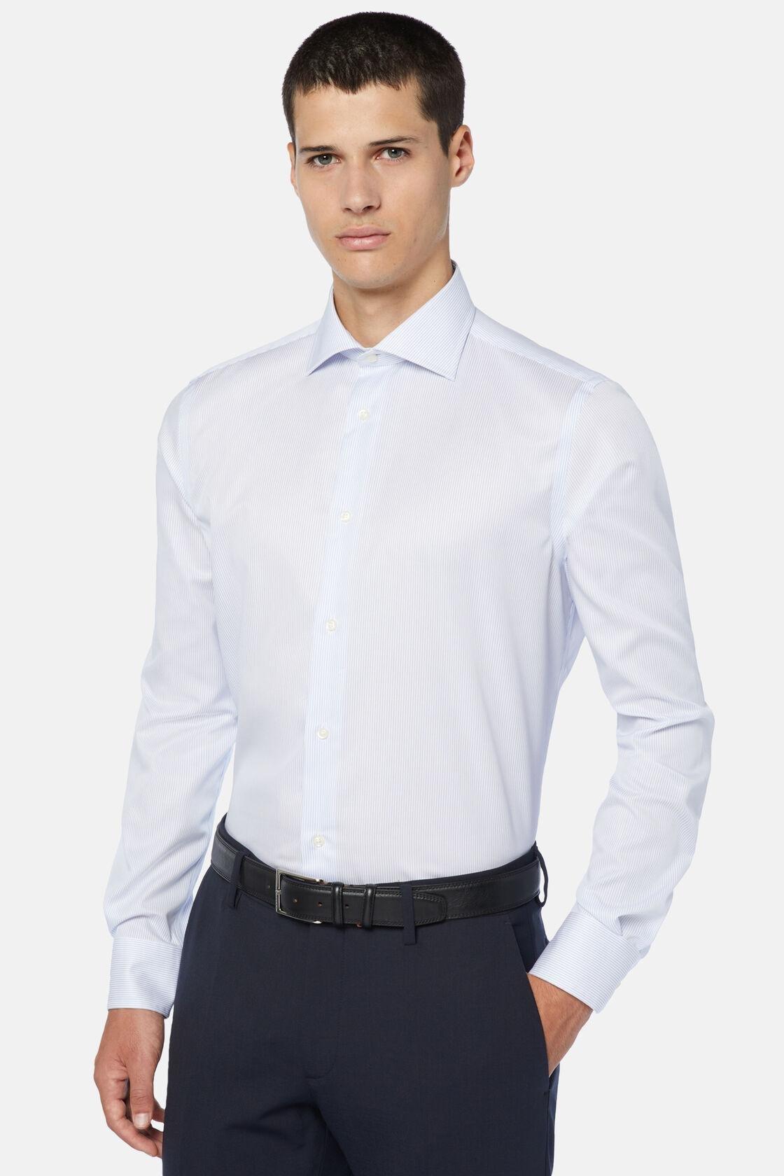 Striped Cotton Twill Shirt Blue, Light Blue, large image number 3