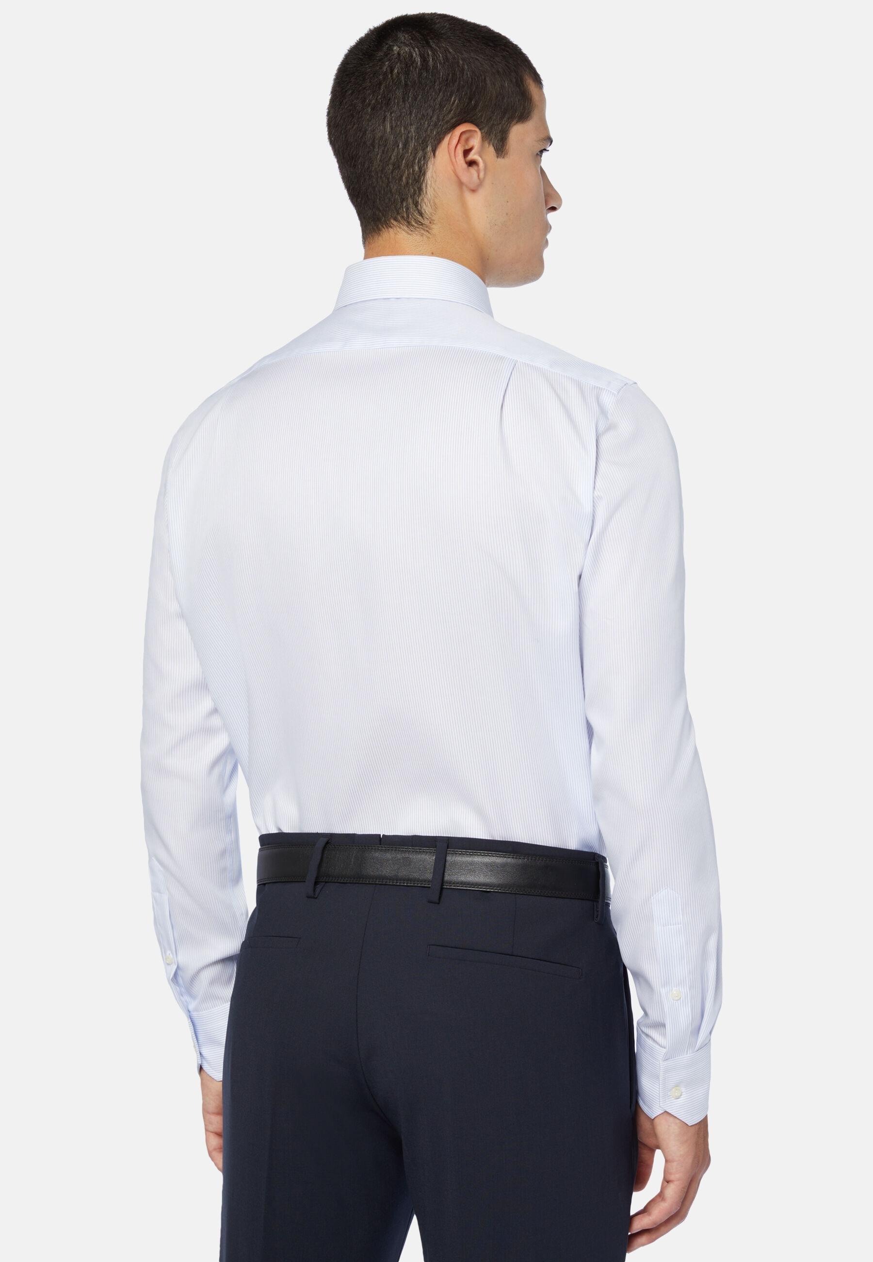 Striped Cotton Twill Shirt Blue, Light Blue, large image number 5