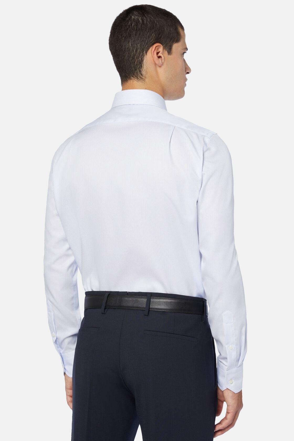 Striped Cotton Twill Shirt Blue, Light Blue, large image number 6