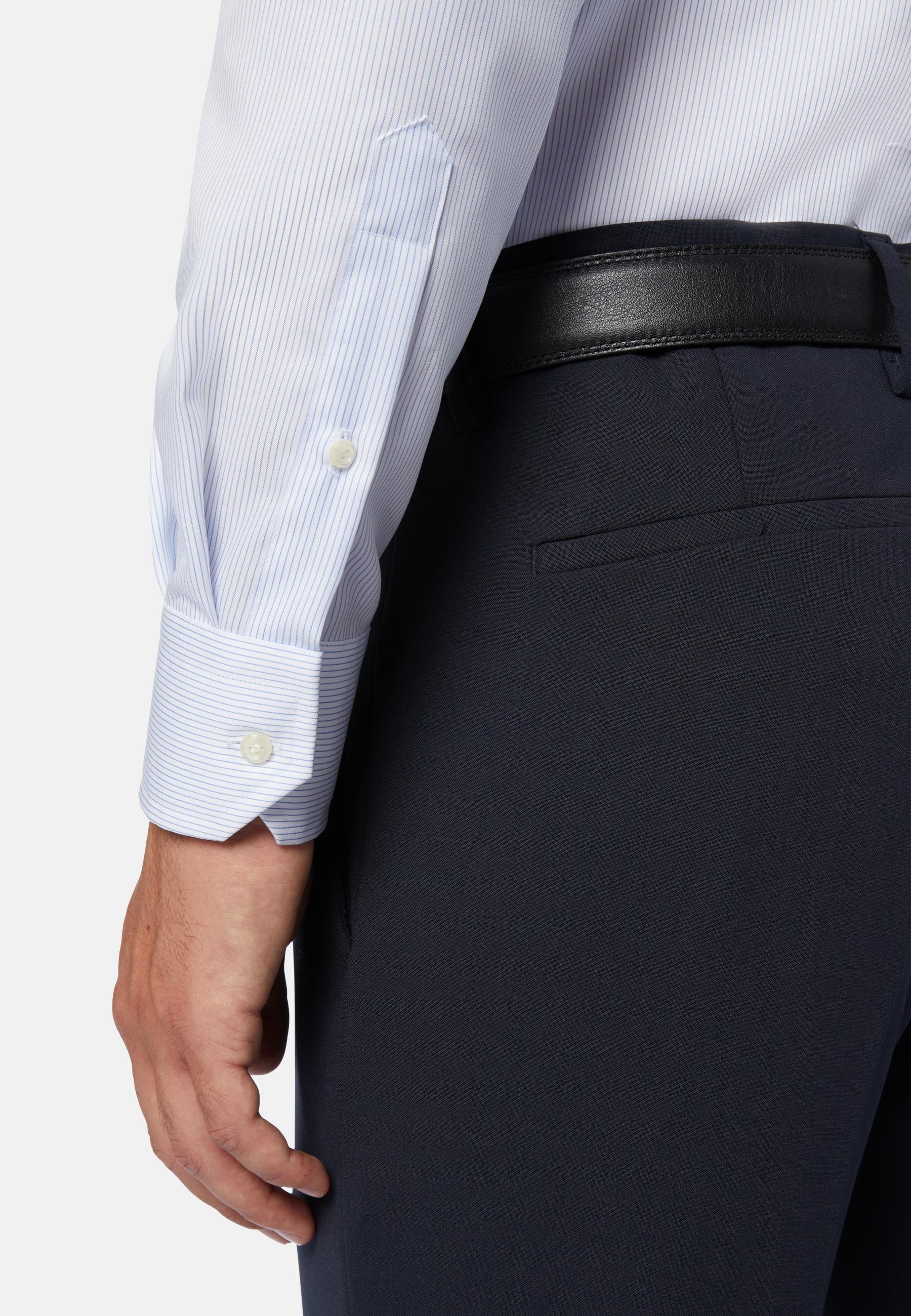 Striped Cotton Twill Shirt Blue, Light Blue, large image number 7