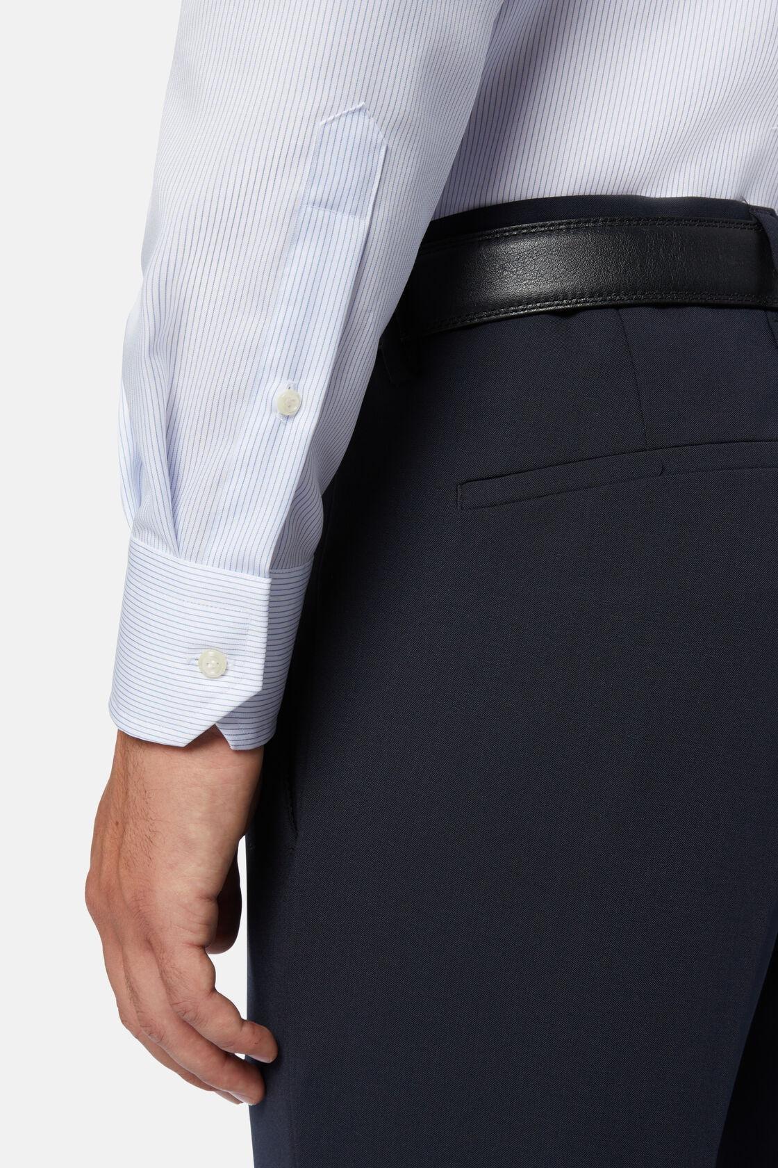 Striped Cotton Twill Shirt Blue, Light Blue, large image number 9