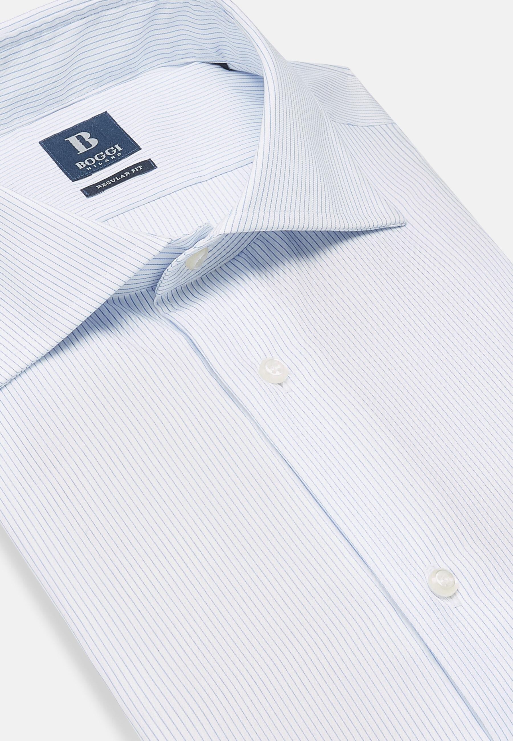 Striped Cotton Twill Shirt Blue, Light Blue, large image number 11