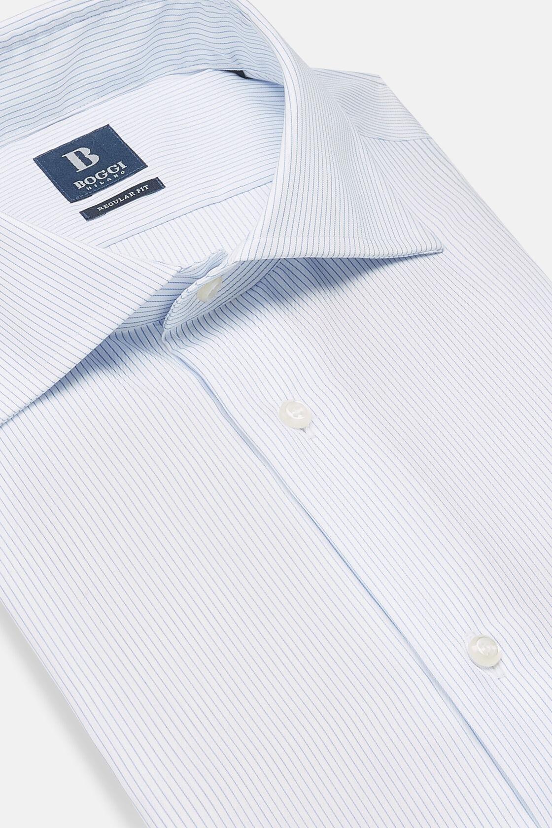 Striped Cotton Twill Shirt Blue, Light Blue, large image number 12