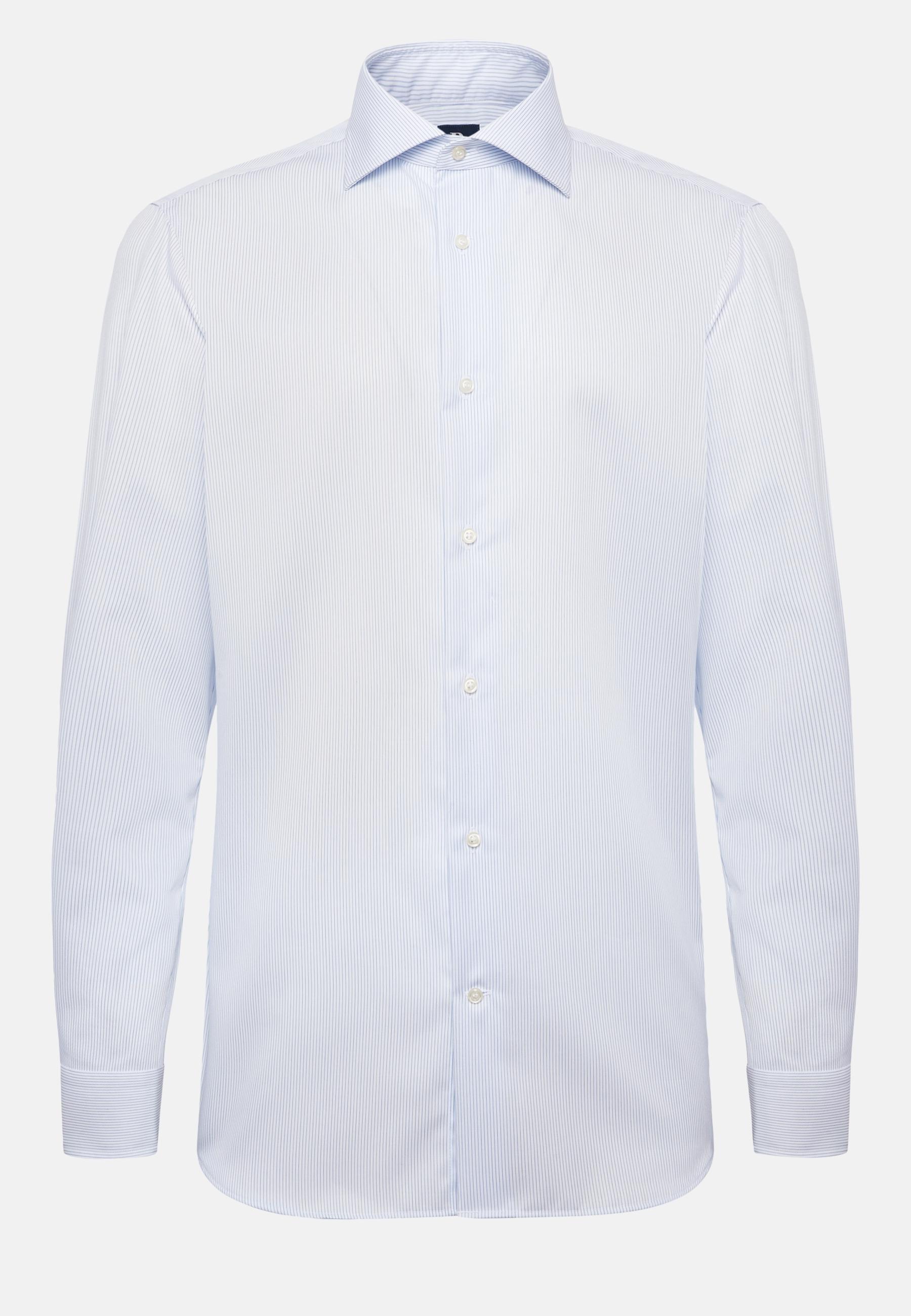 Striped Cotton Twill Shirt Blue, Light Blue, large image number 13