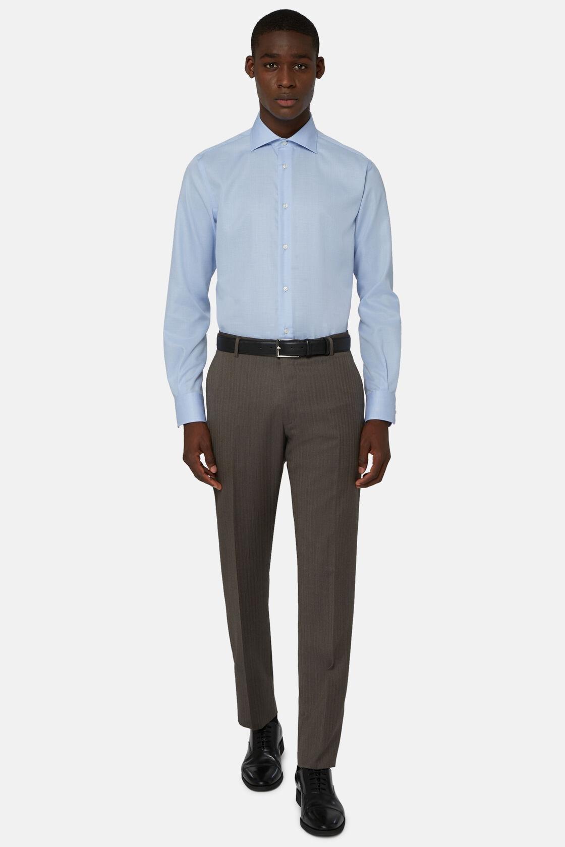 Cotton Glencheck Shirt Blue, Light Blue, medium