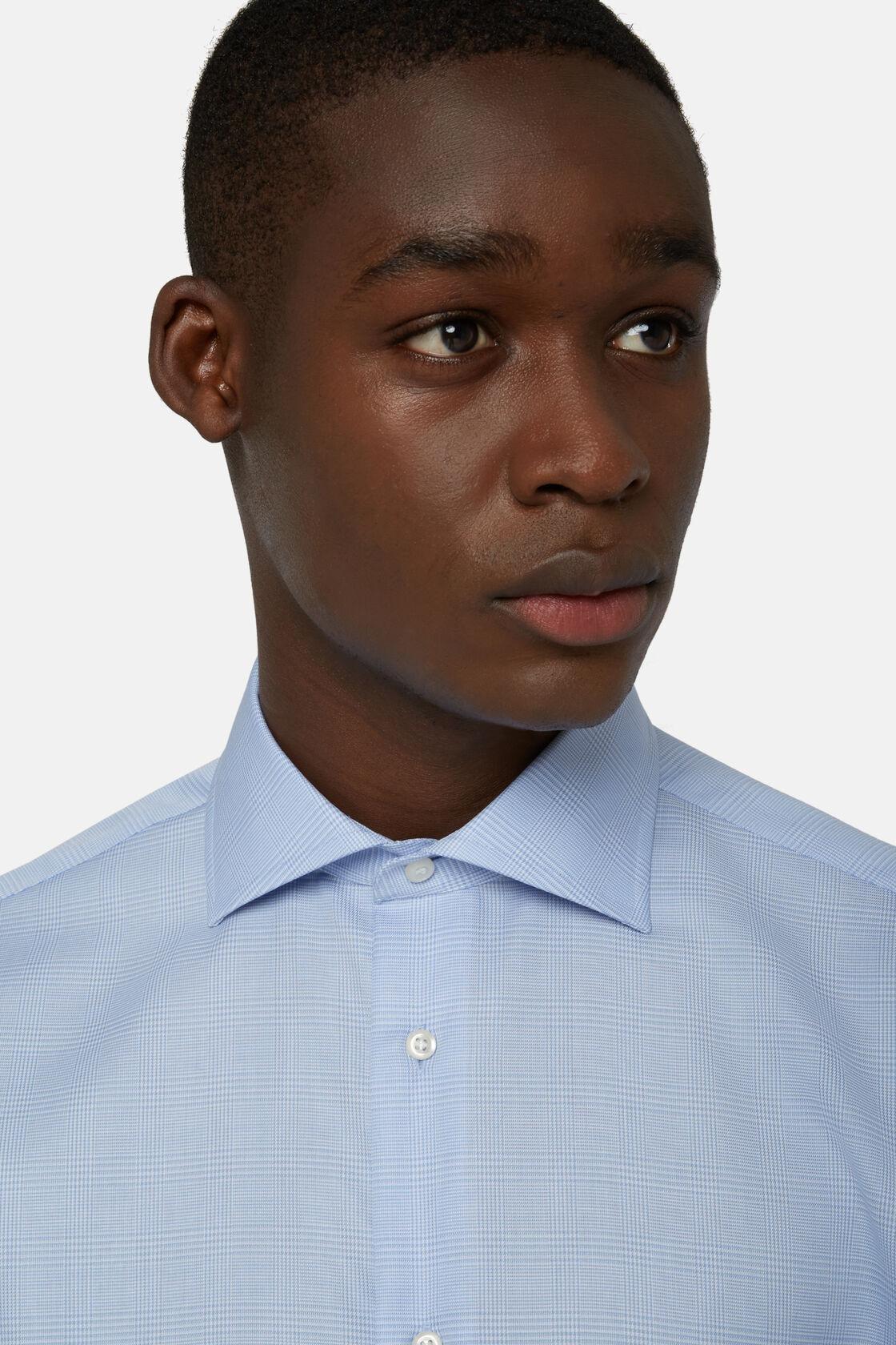 Cotton Glencheck Shirt Blue, Light Blue, large image number 4