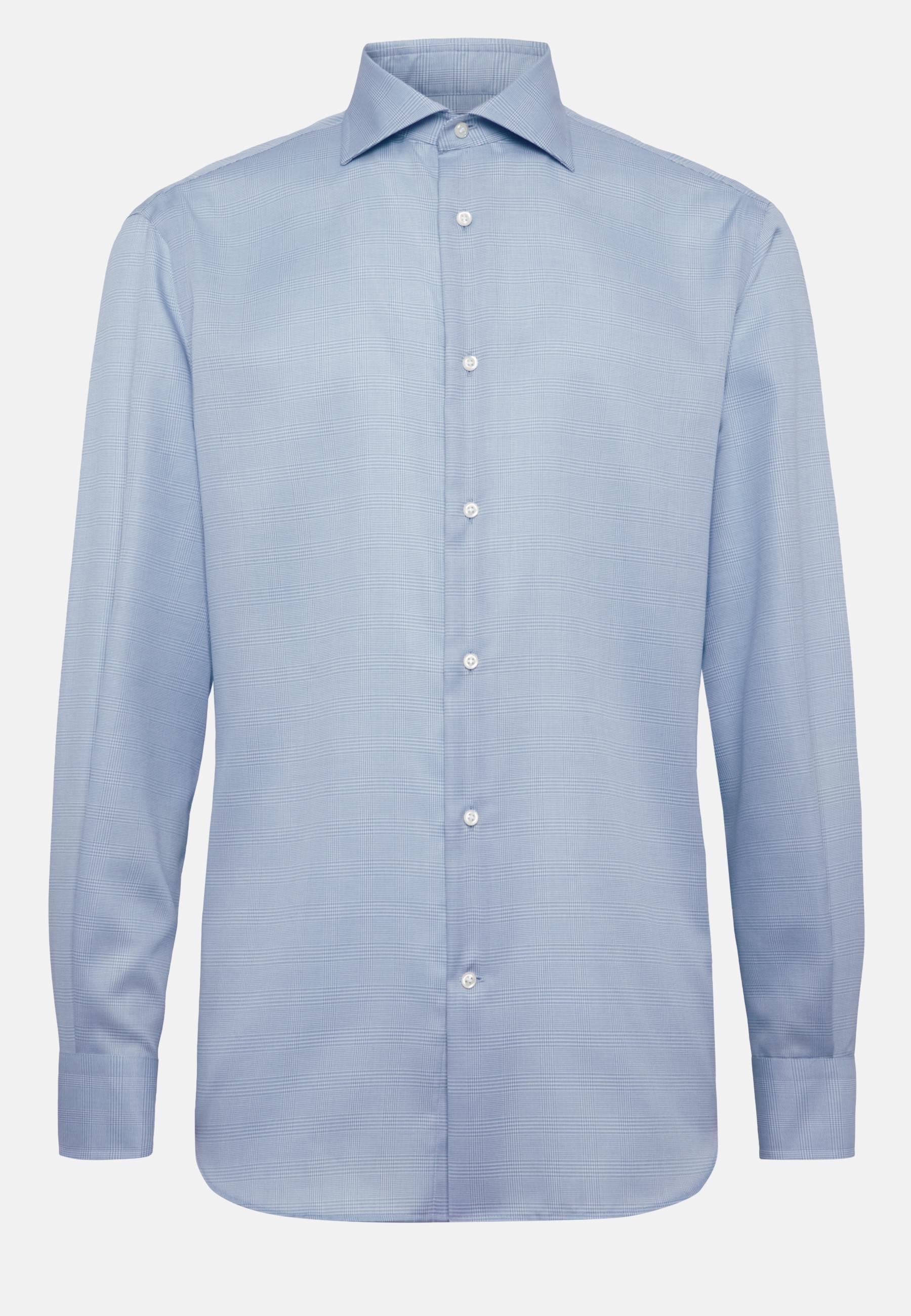 Cotton Glencheck Shirt Blue, Light Blue, large image number 13
