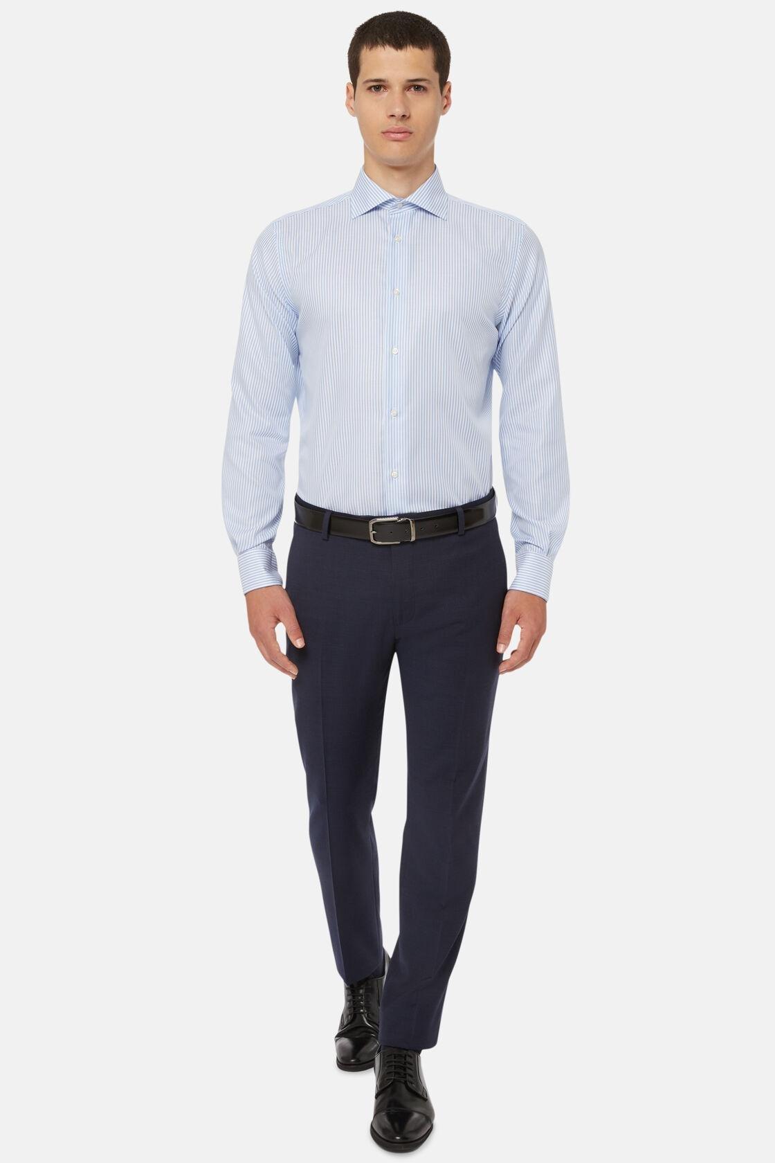 Striped Cotton Twill Shirt Blue, Light Blue, medium