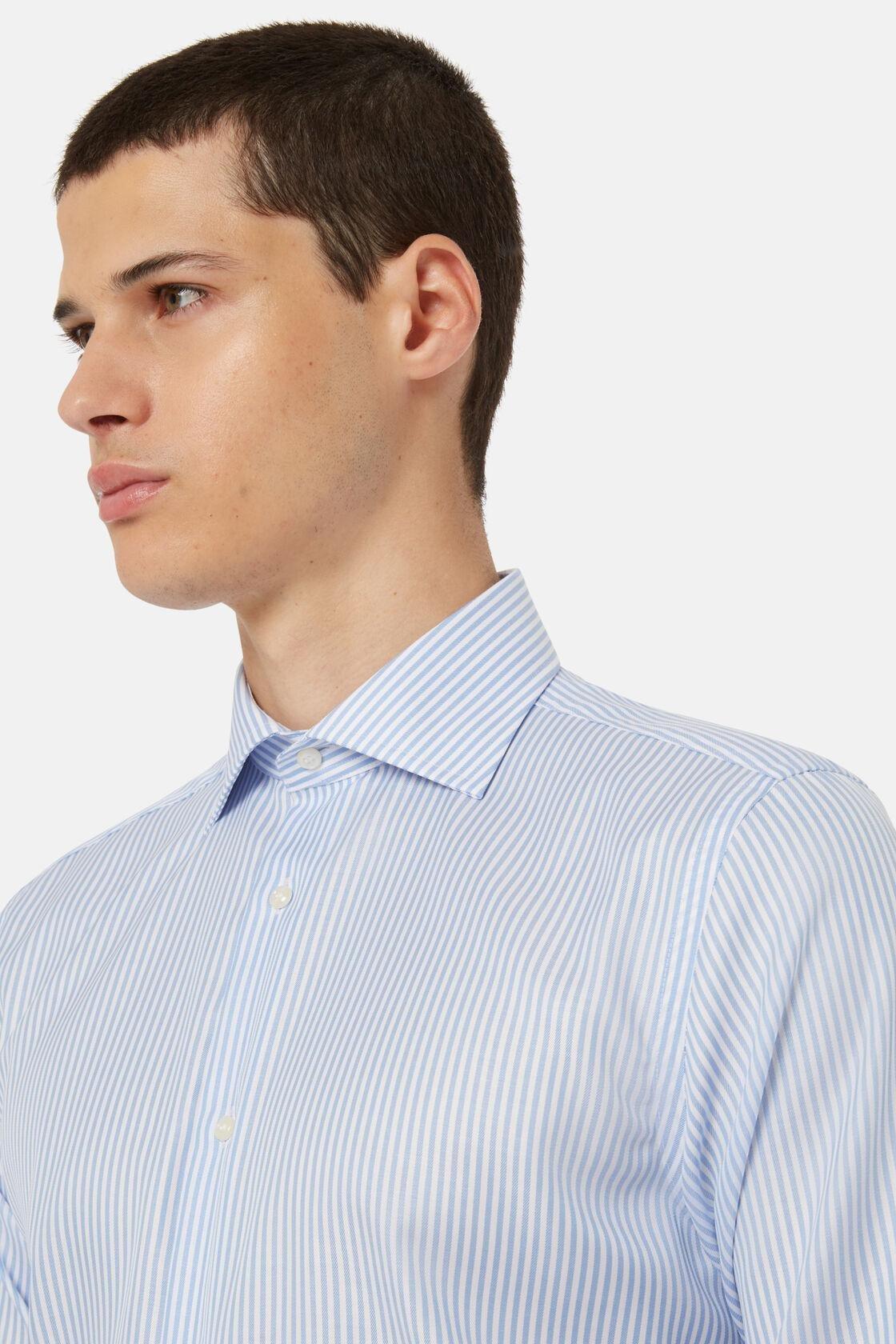 Striped Cotton Twill Shirt Blue, Light Blue, large image number 6