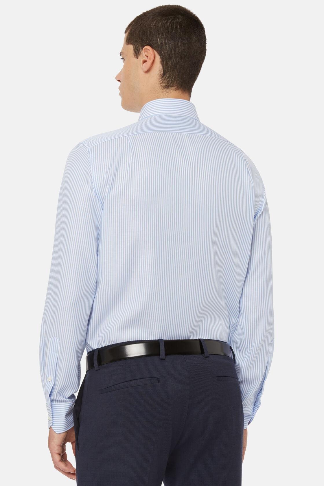 Striped Cotton Twill Shirt Blue, Light Blue, large image number 9