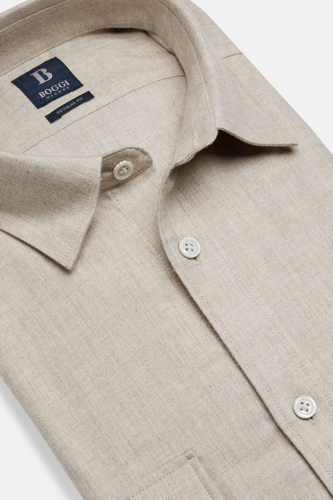 Cotton Tencel Shirt Regular Fit Beige, Beige, large image number 3