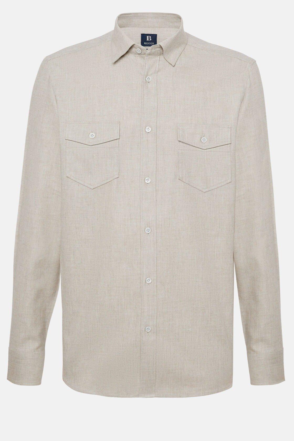 Cotton Tencel Shirt Regular Fit Beige, Beige, large image number 5