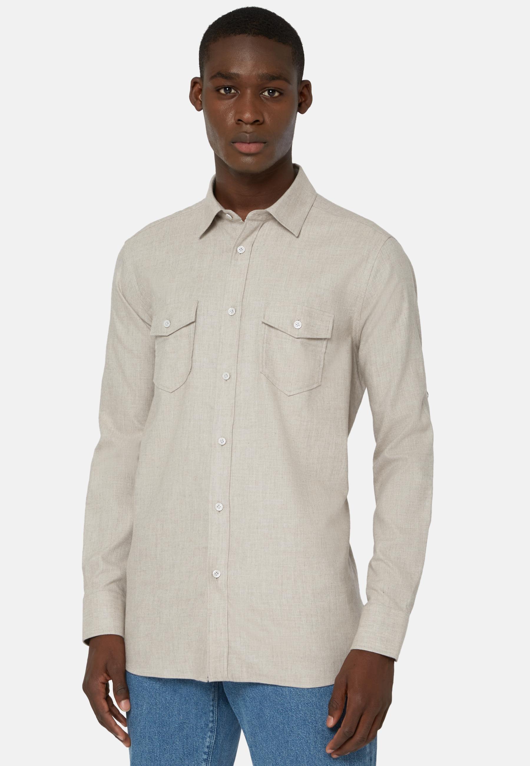 Cotton Tencel Shirt Regular Fit Beige, Beige, large image number 9