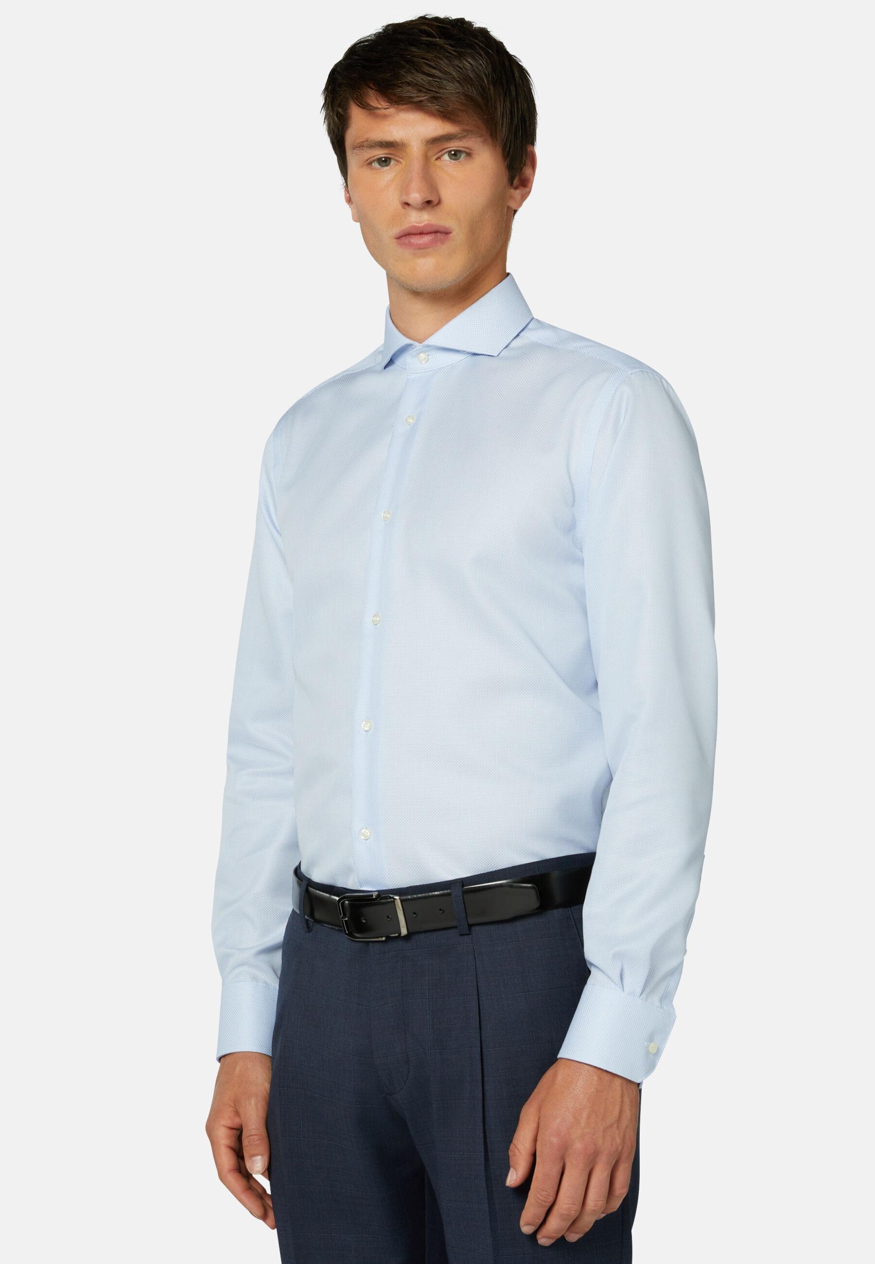 Cotton Dobby Shirt Slim Fit Blue, Light Blue, large image number 2