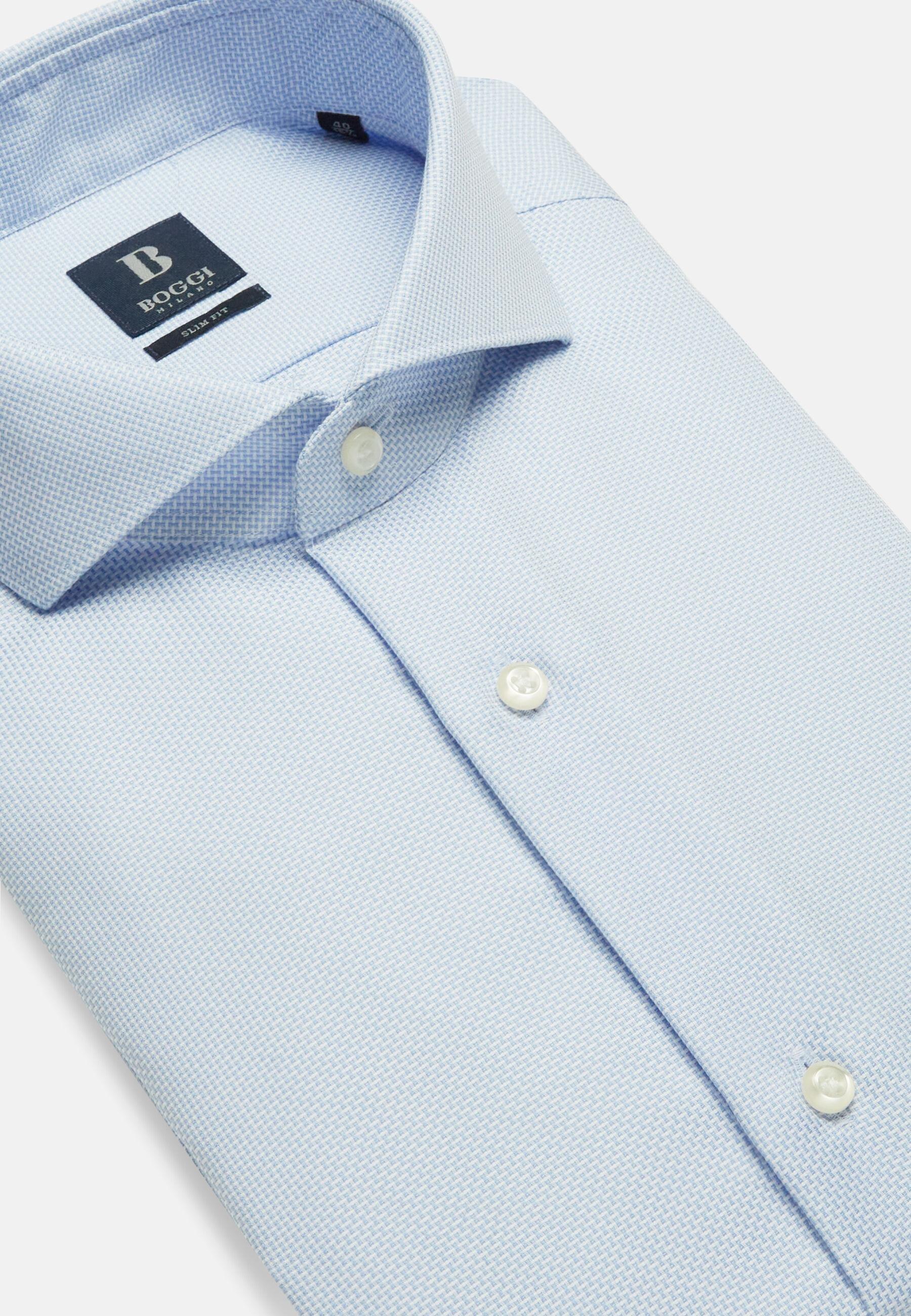 Cotton Dobby Shirt Slim Fit Blue, Light Blue, large image number 11