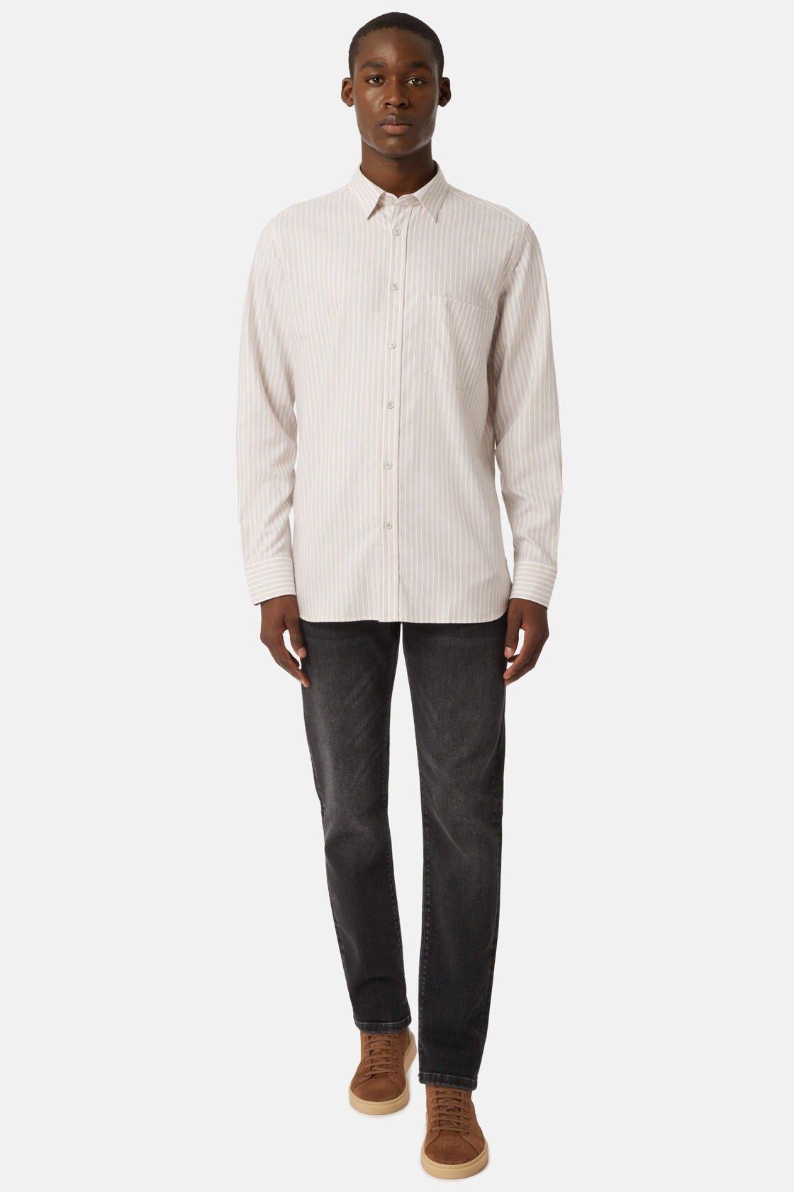 Striped Cotton Tencel Shirt Regular Fit Beige, Beige, large image number 1