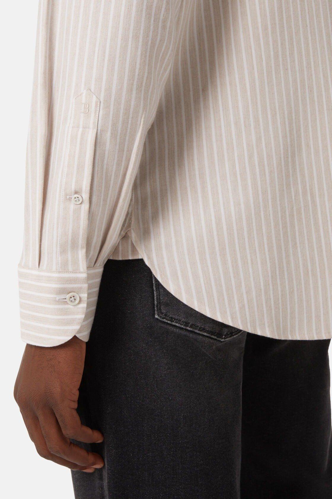 Striped Cotton Tencel Shirt Regular Fit Beige, Beige, large image number 4