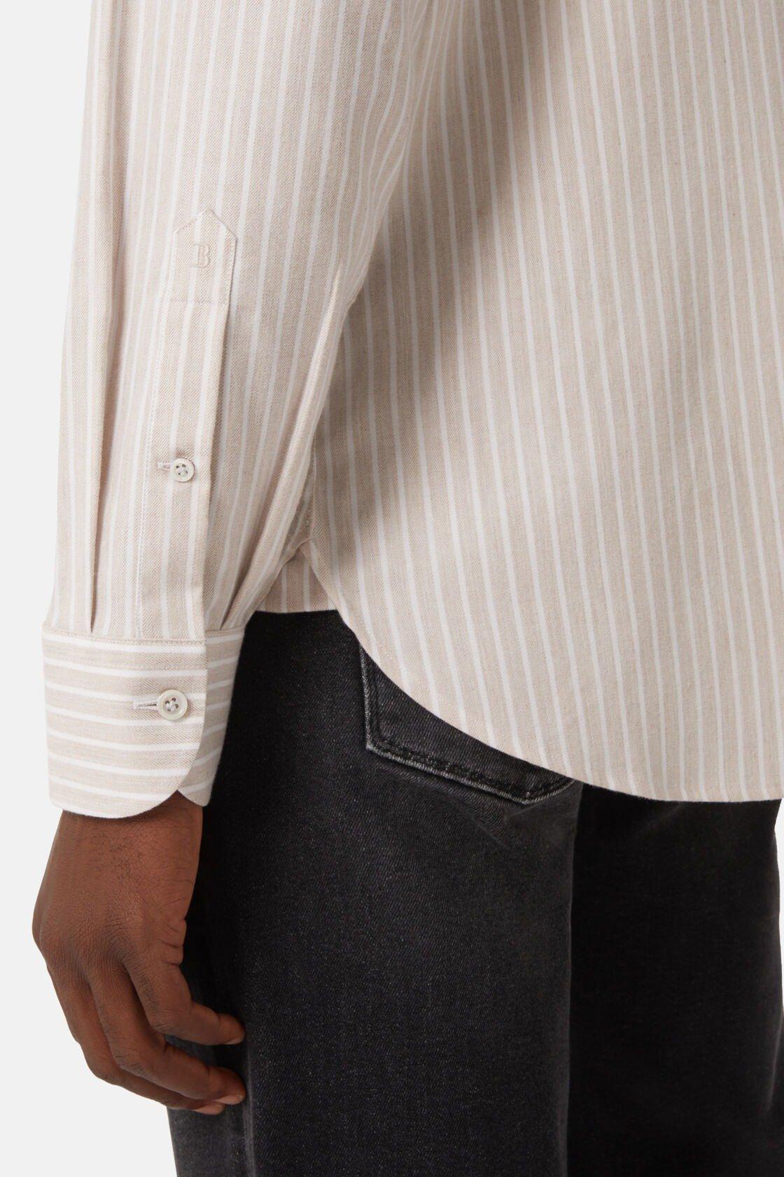 Boggi Milano - Beige Striped Cotton Tencel Shirt Regular Fit