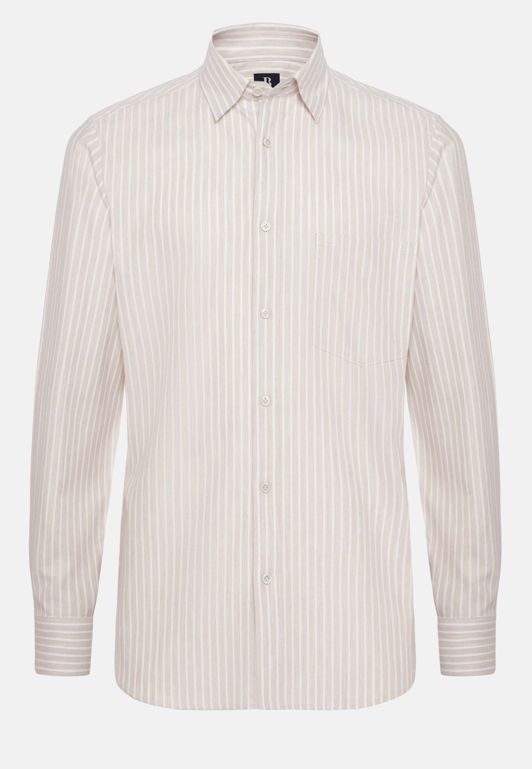 Striped Cotton Tencel Shirt Regular Fit Beige, Beige, large image number 7