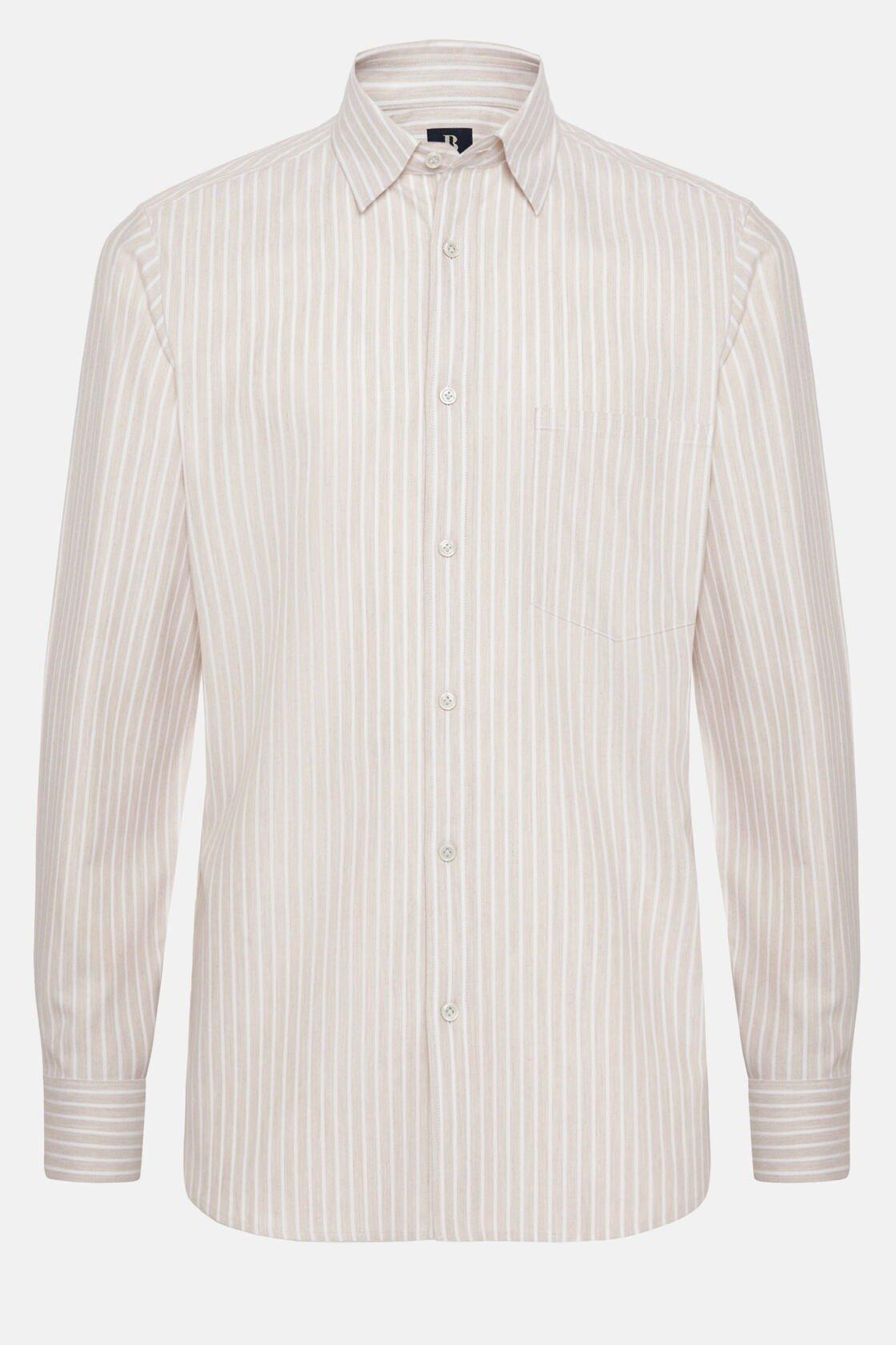 Striped Cotton Tencel Shirt Regular Fit Beige, Beige, large image number 8