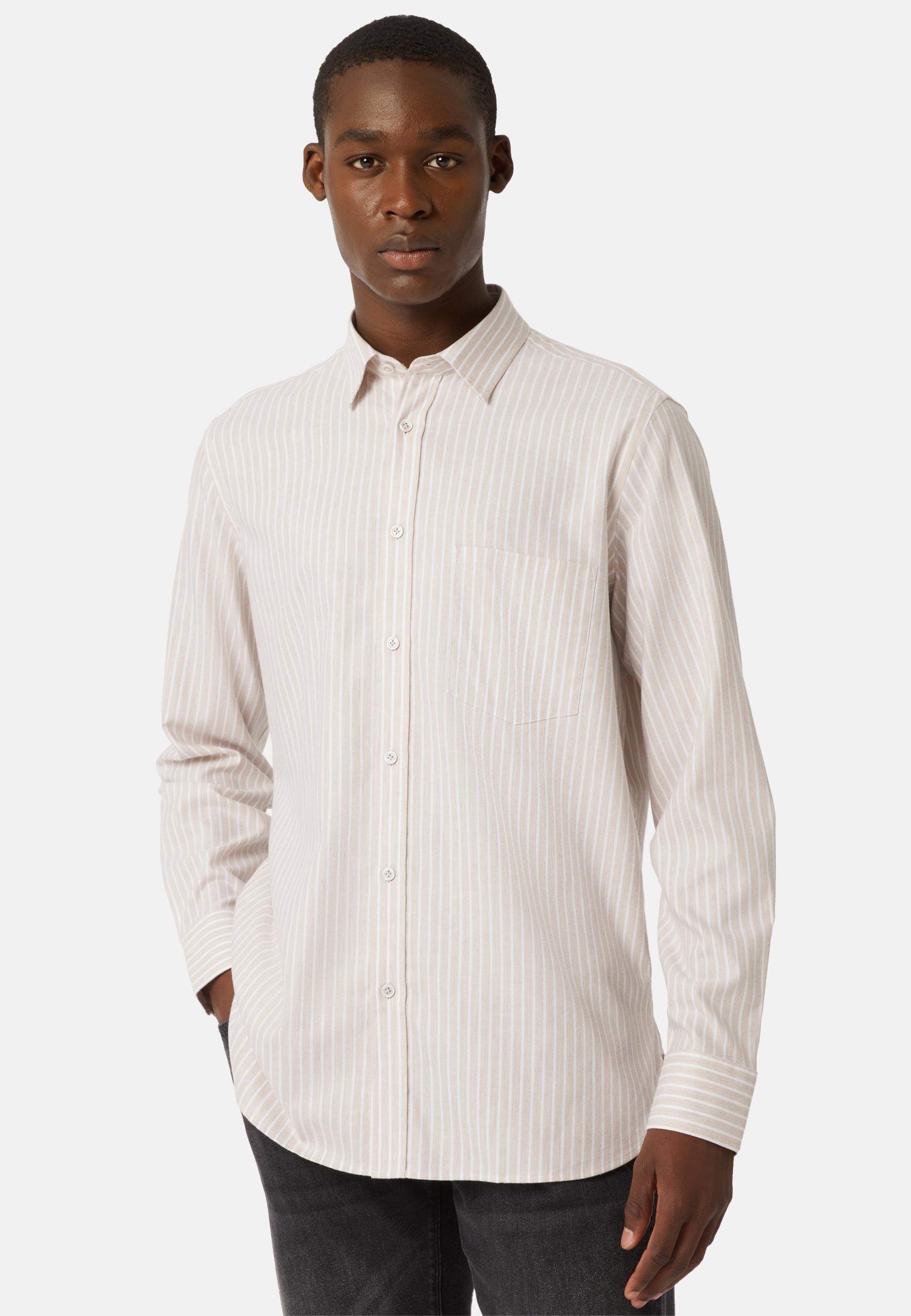 Boggi Milano - Beige Striped Cotton Tencel Shirt Regular Fit