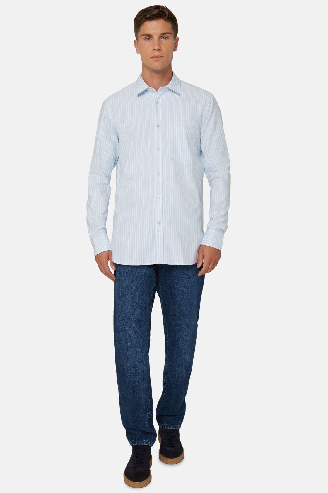 Striped Cotton Tencel Shirt Blue, Light Blue, medium