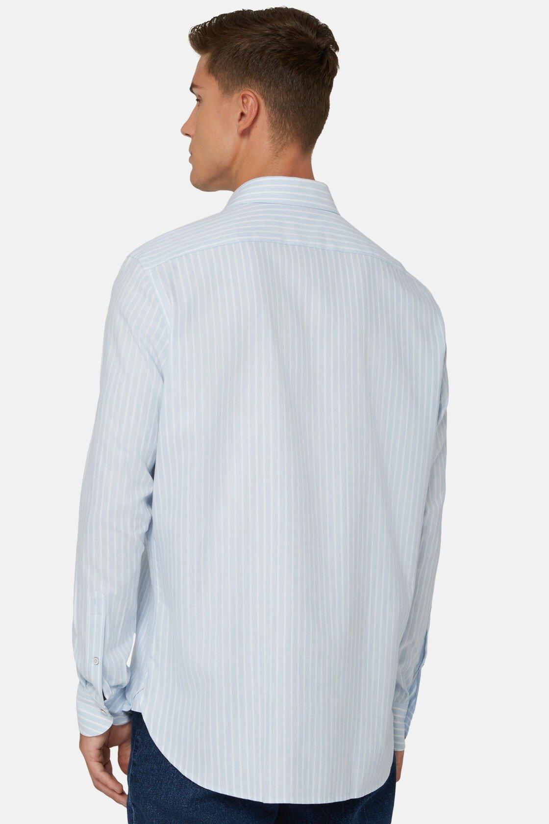 Striped Cotton Tencel Shirt Blue, Light Blue, large image number 1