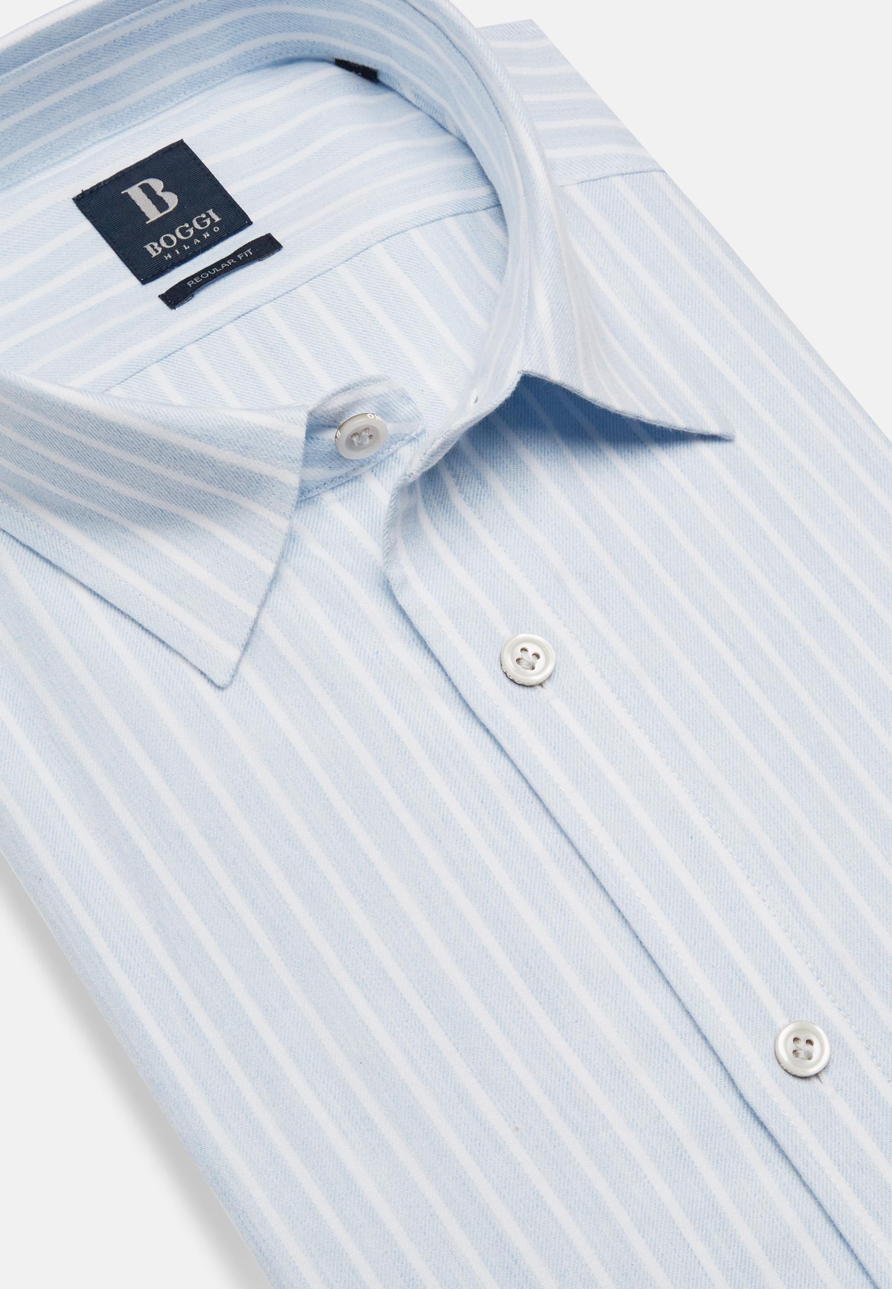 Striped Cotton Tencel Shirt Blue, Light Blue, large image number 4