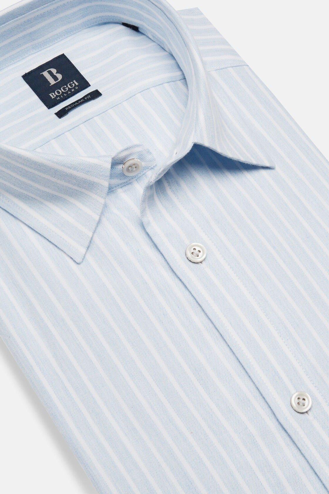 Striped Cotton Tencel Shirt Blue, Light Blue, large image number 5